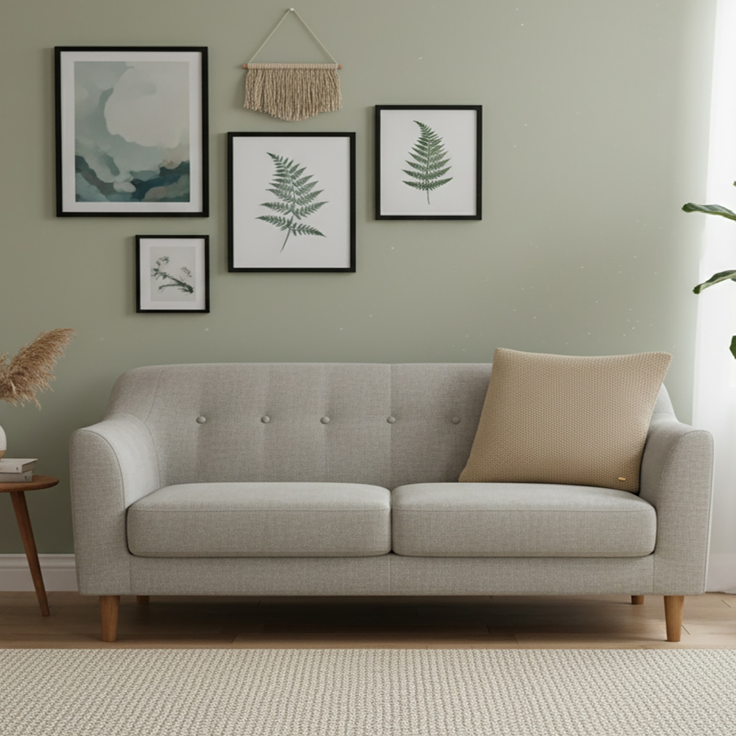 Moss Knit Cotton Cushion Cover  Stone 24X24  Inches