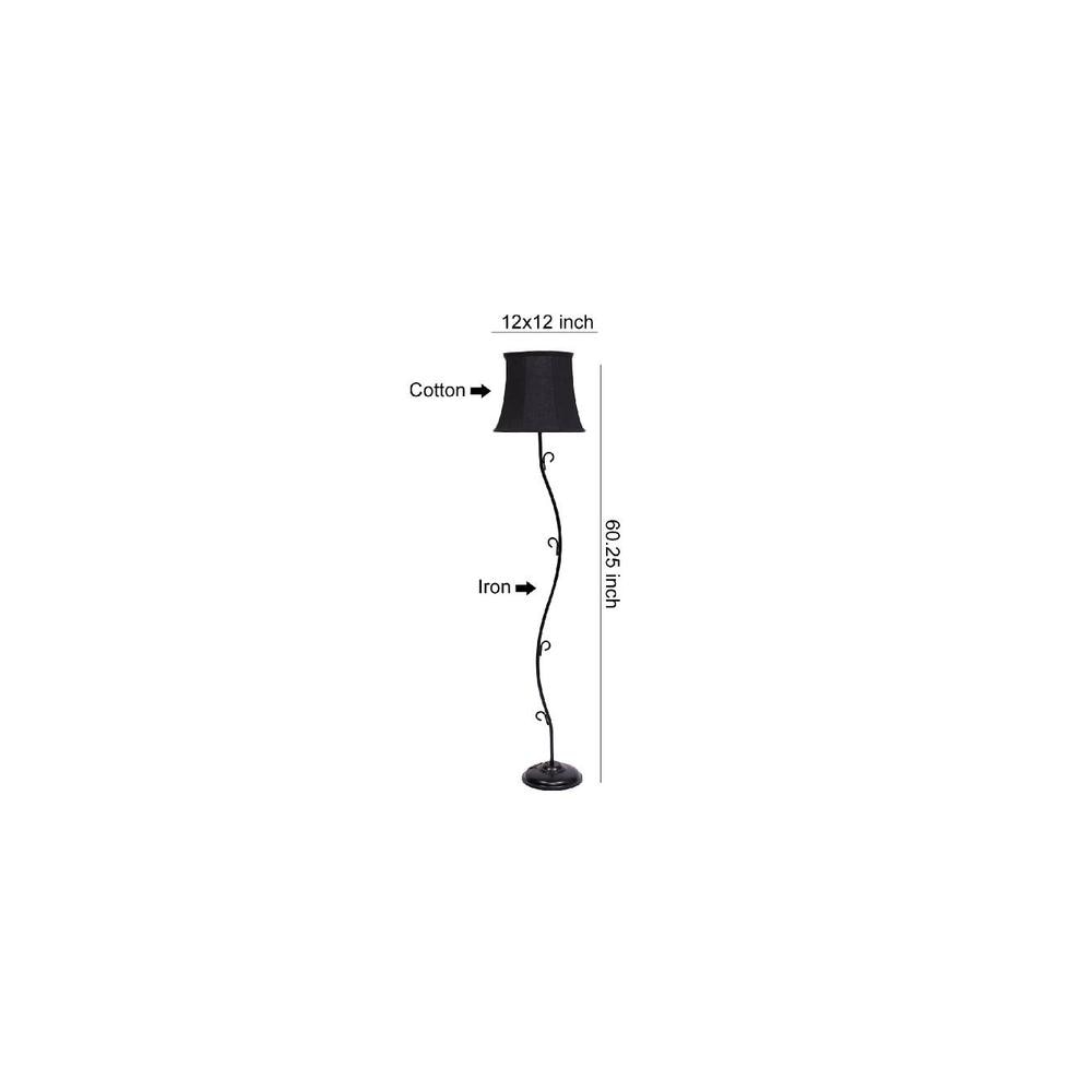 Orina Black Fabric Floor Lamp with Black Iron Base