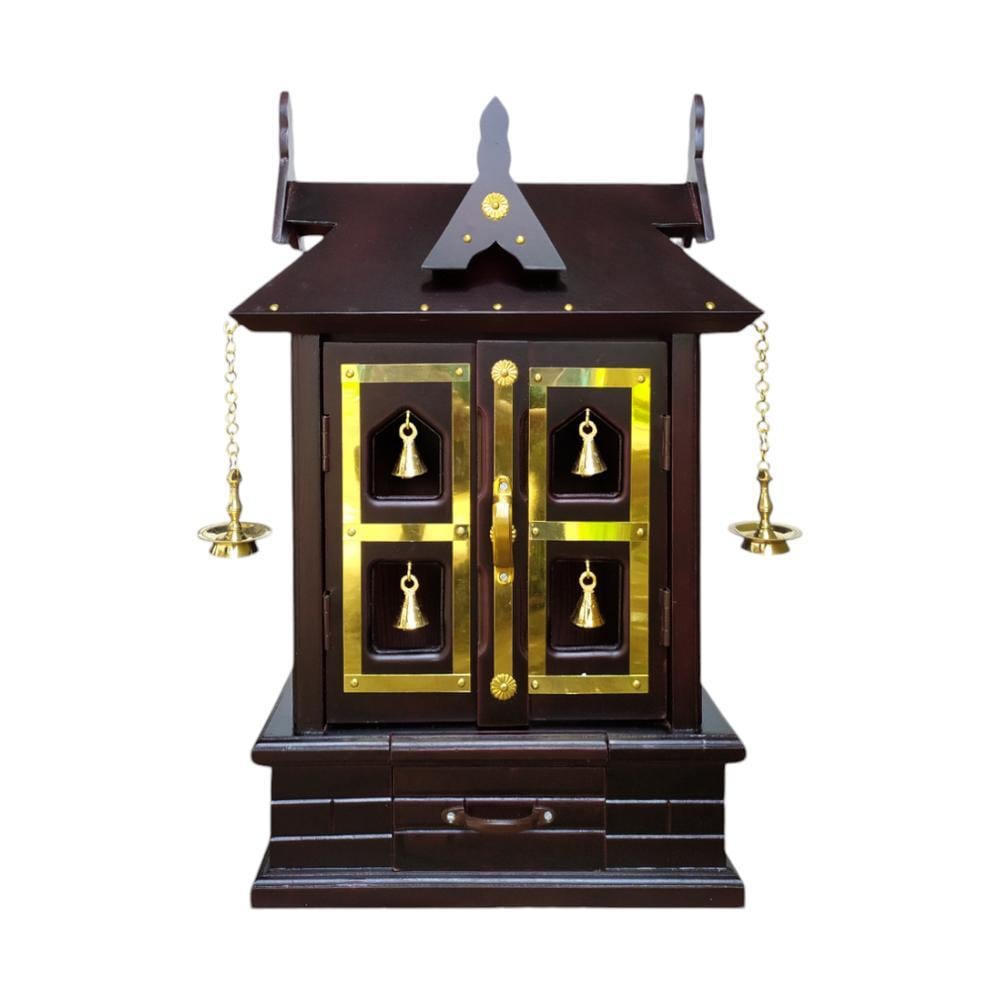 tanvi engineered wood prayer unit in mahagony finish