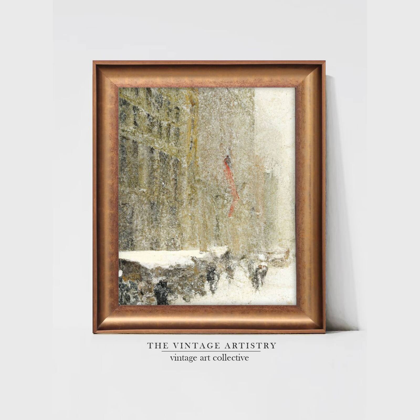 Artistry Brown Green Winter Cityscape Framed Canvas Canvas Wall Prints Set of 1 Multicolor Matte