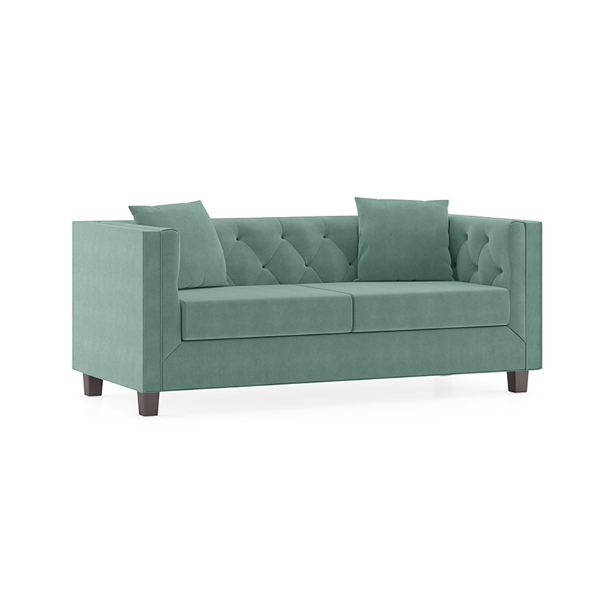 Windsor Luxe 2 Seater Fabric Sofa in Dusty Turquoise Velvet Colour