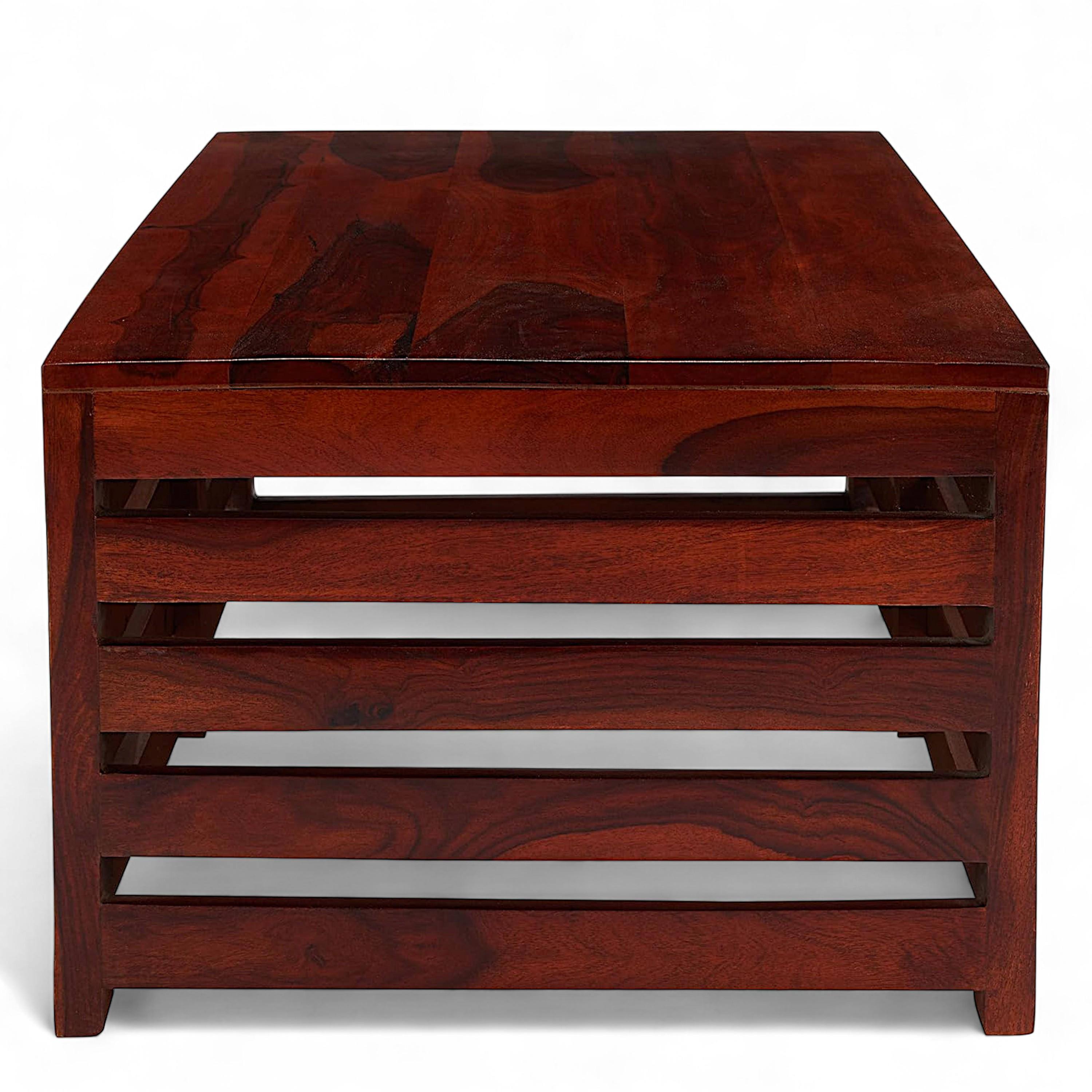 Erickson Sheesham Wood Contemporary Rectangle Coffee Table In Honey Finish