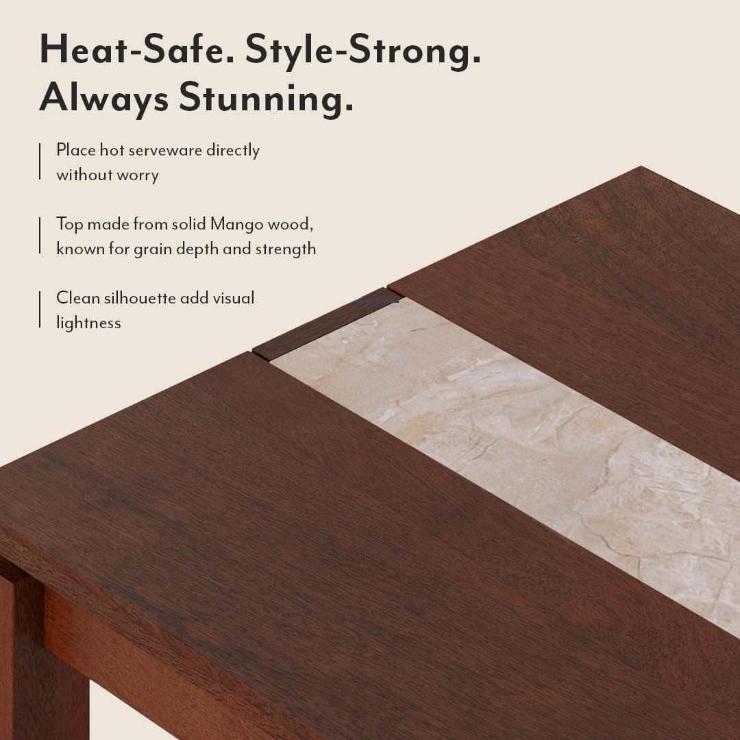 Atlas Crest Solid Wood 4 Seater Dining Table In Honey Finish