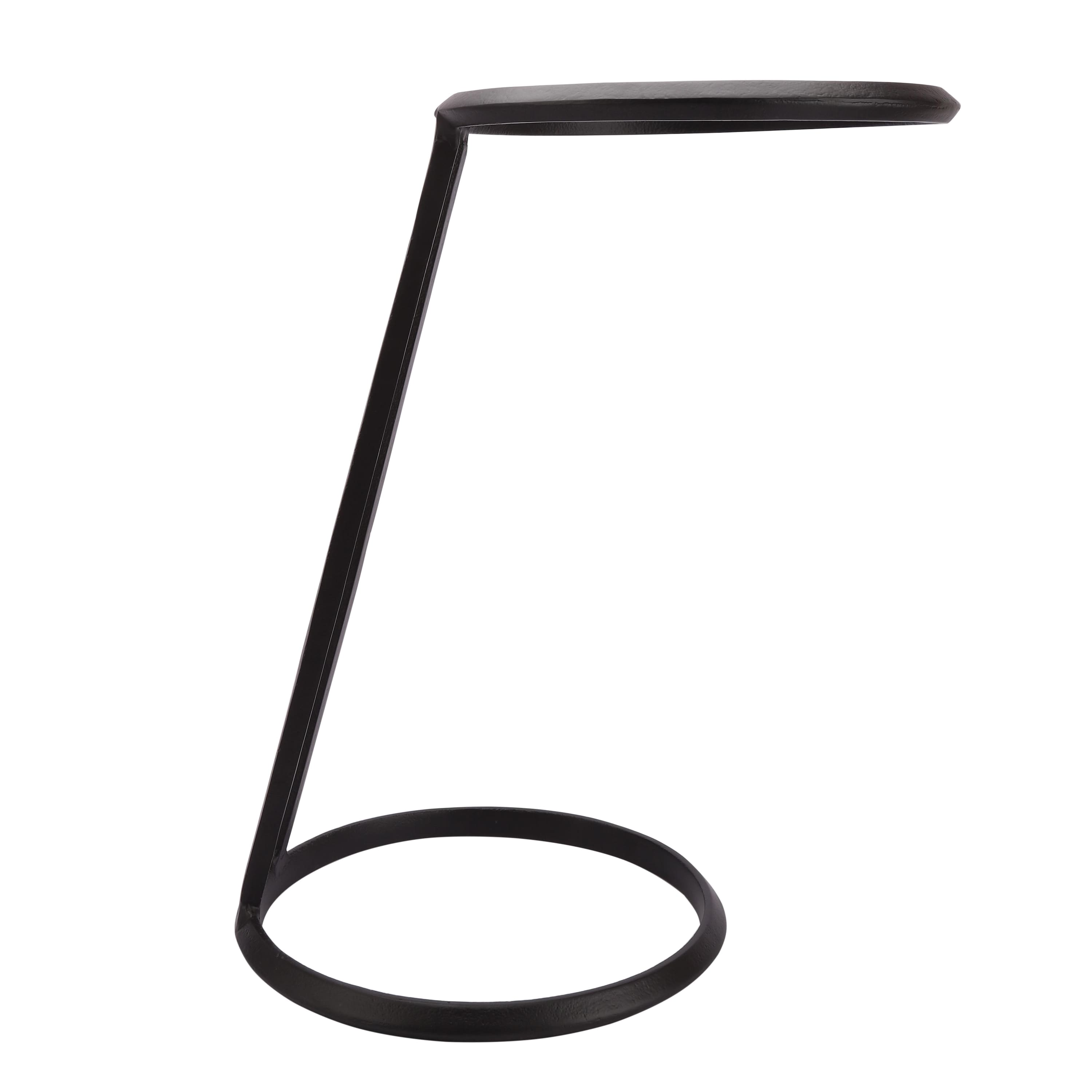 Slanted Nesting Raw Black PC Metal Side Table Large in Black Colour