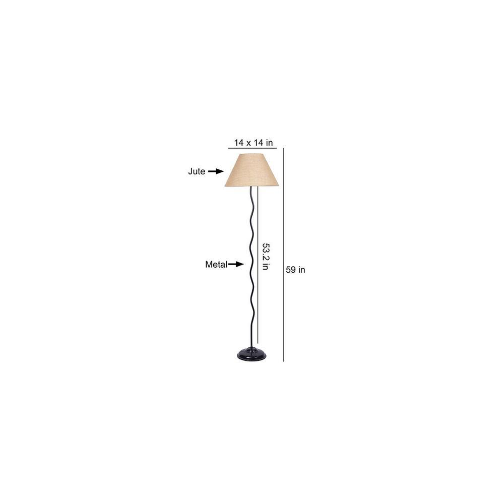 Jolie Zig Zag Iron Floor lamp with Jute Conical Beige shade (Z37)
