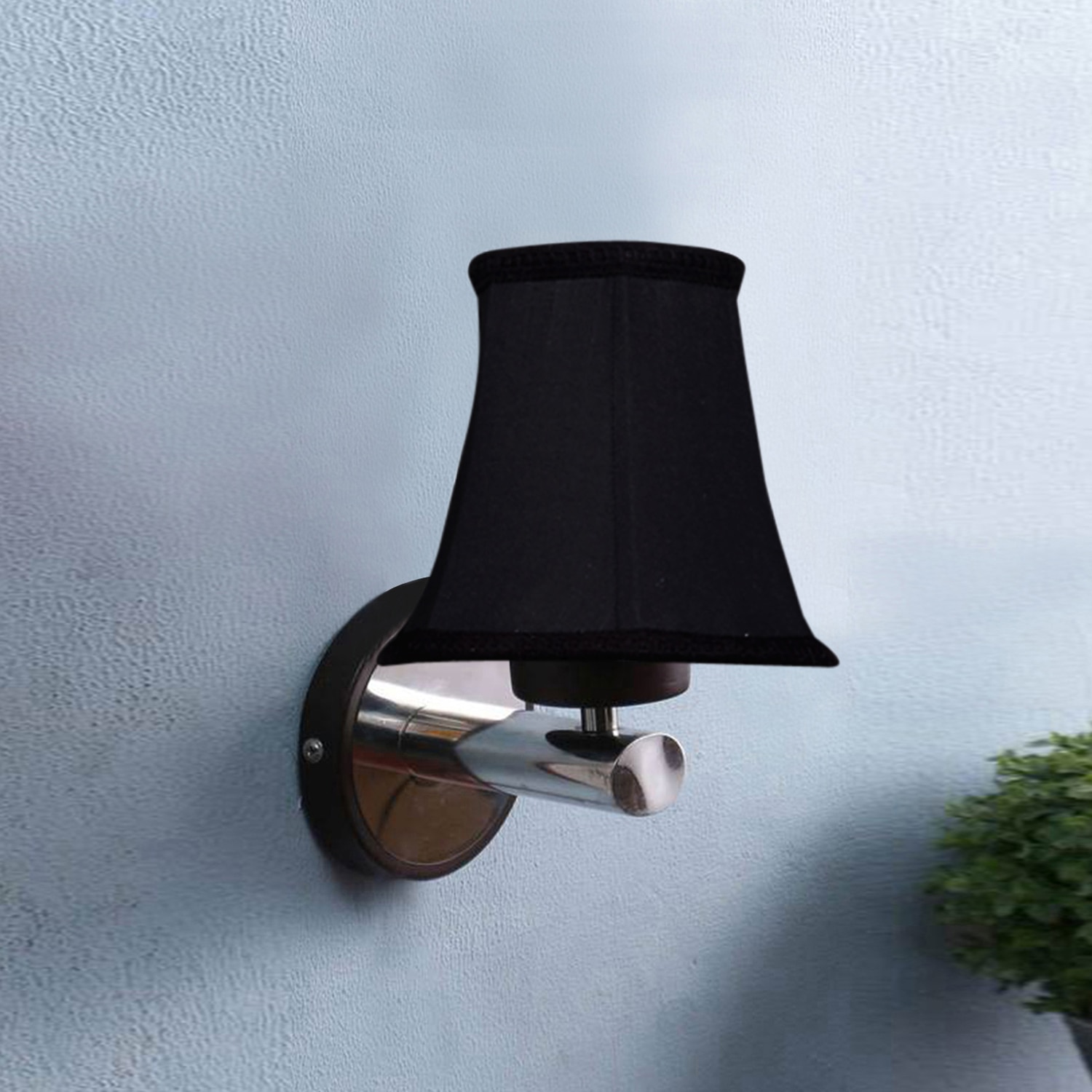 Devansh Metal Wall Mounted Lamp With Black Cotton Shade