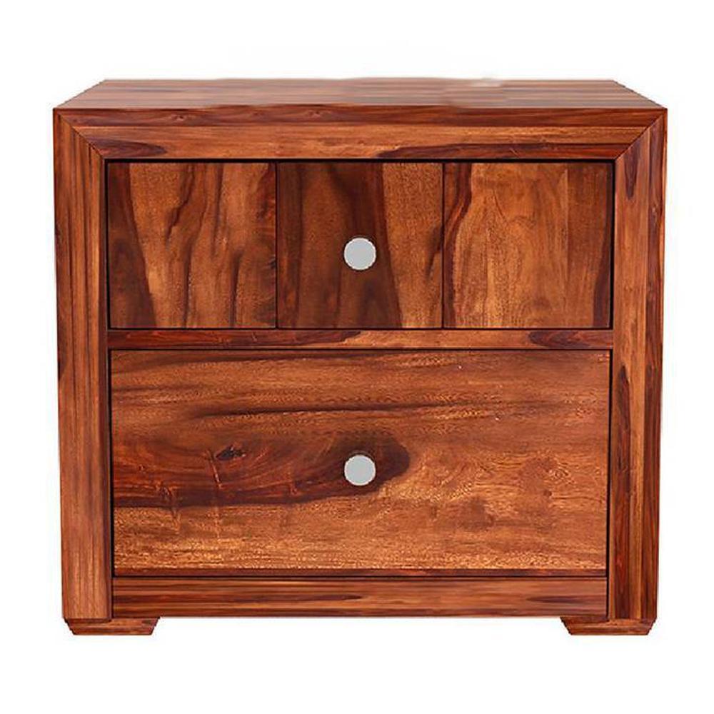 Titus Solid Wood Bedside Table in Honey finish