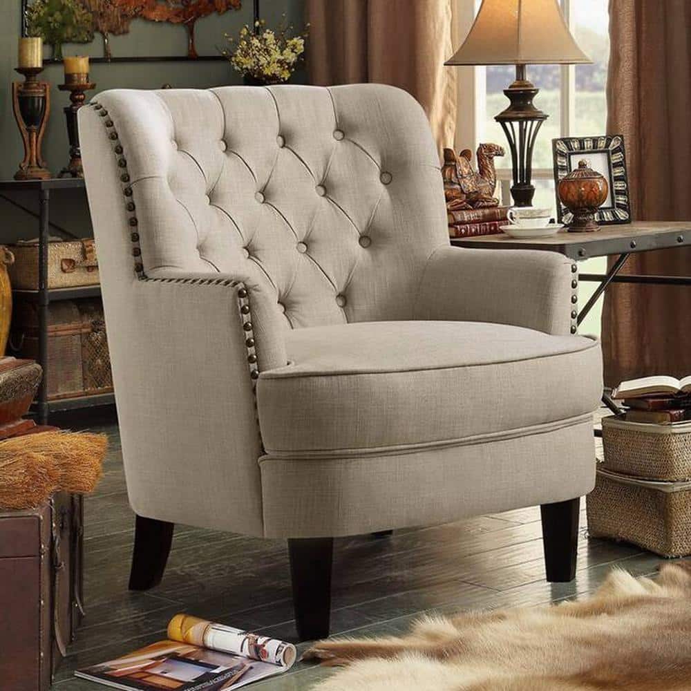 Brogen Accent Chair in Beige Colour