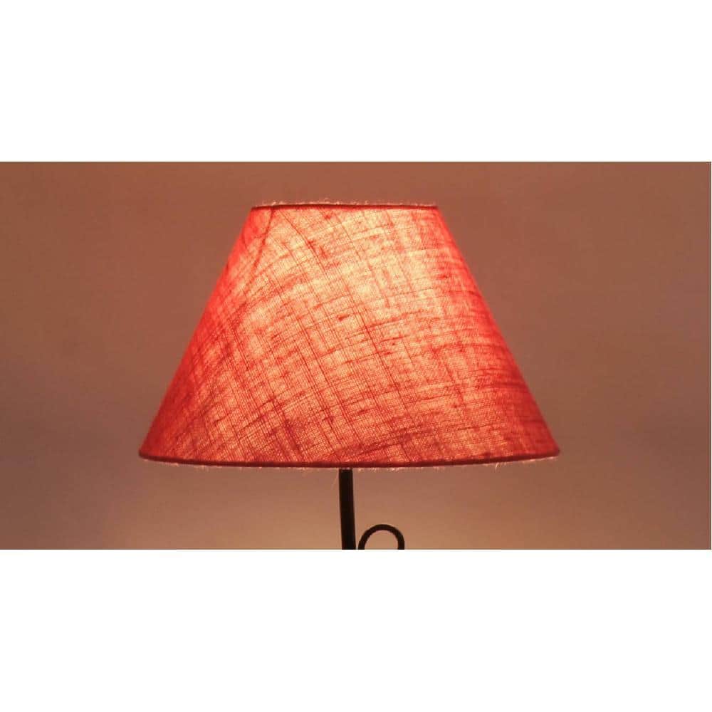 Lisandro Pink Natural Fiber Floor Lamp with Black Iron Base