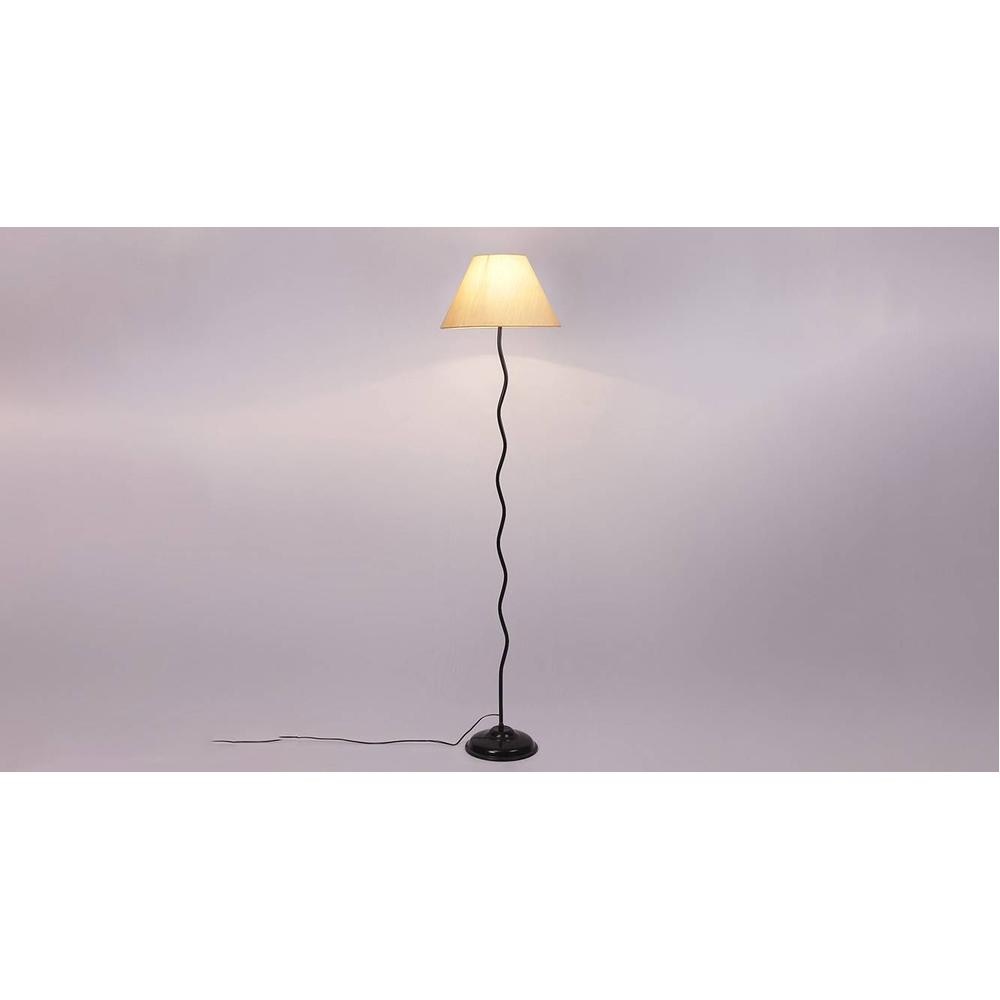 Harper Zig Zag Iron Floor lamp with Cotton Conical off-white shade (Z30)