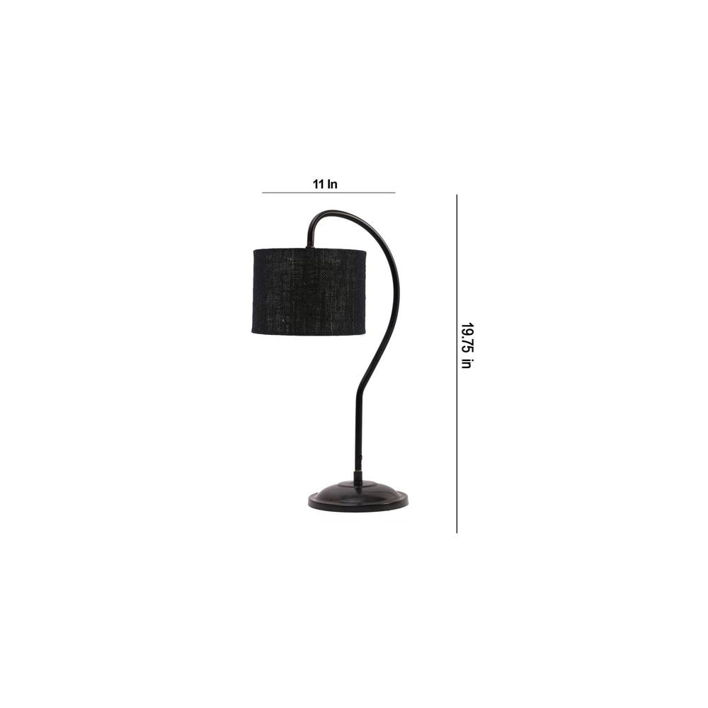 Black Jute Curvy table lamp with Iron Base (SP18)