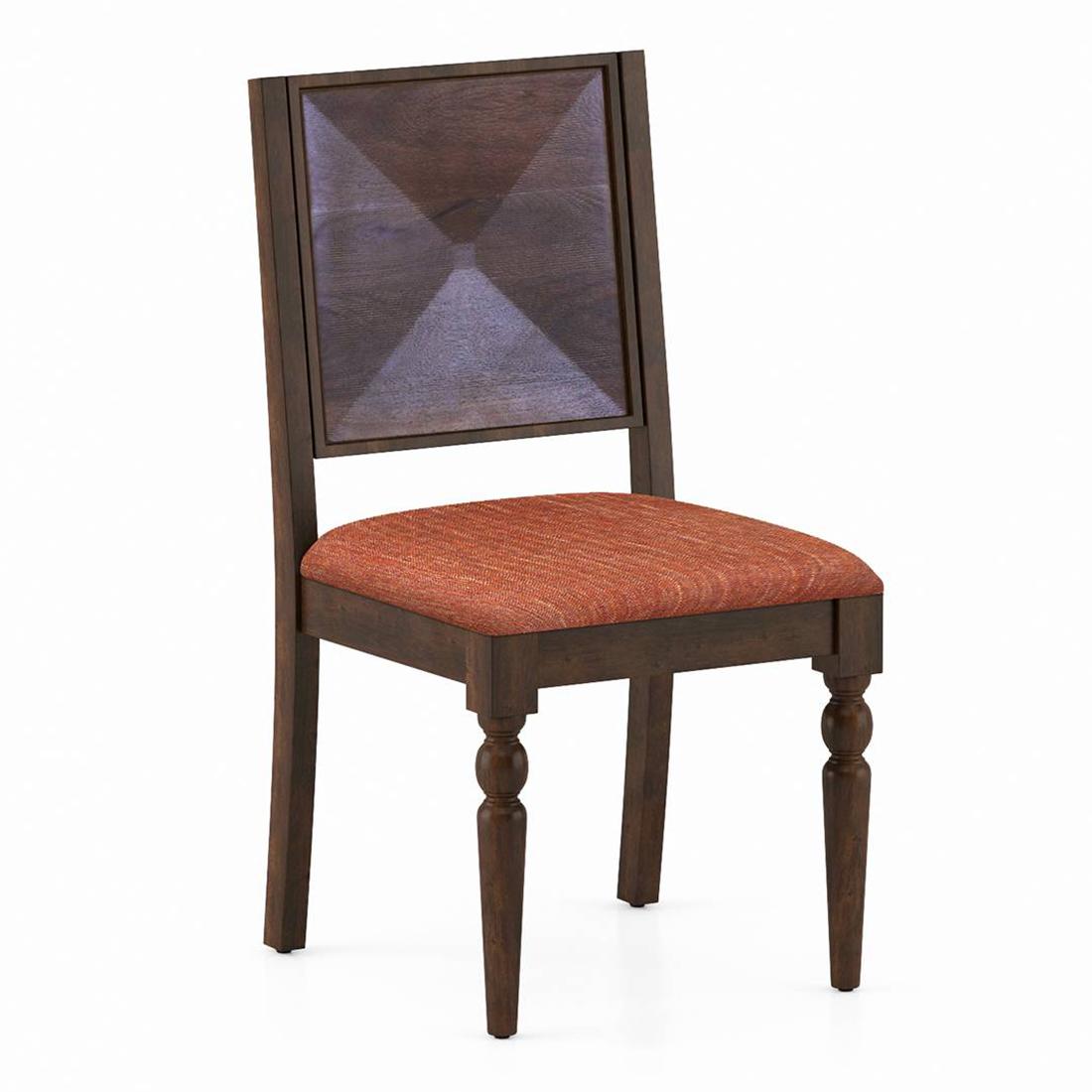 Mirasa Solid Wood Dining Chair Set Of 2 In Mango Walnut Finish With Lava Fabric Colour