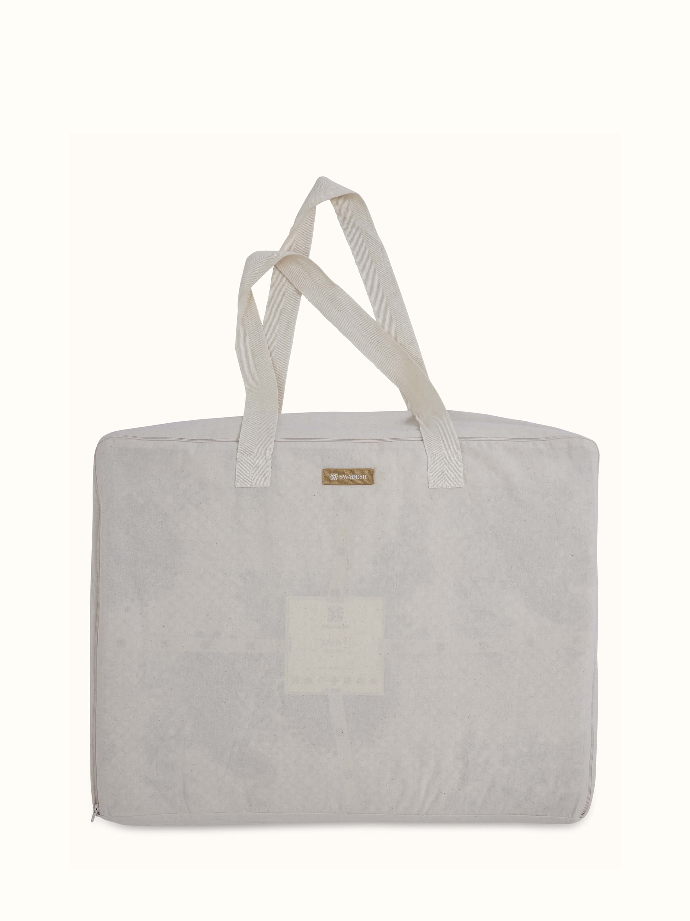 Another view of Shivranjini beige floral cotton Sanganeri block printed double quilt