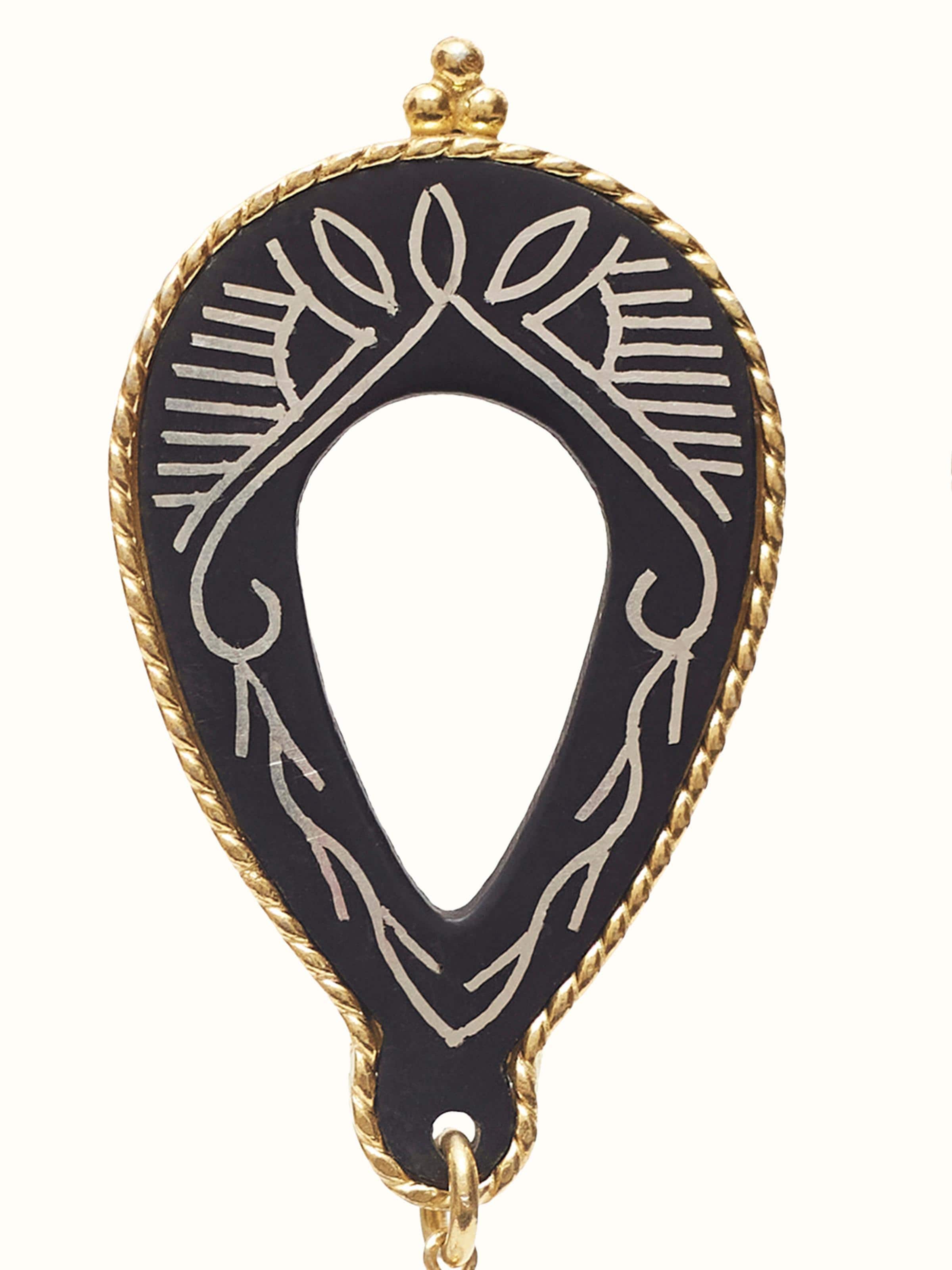 Bidri Silver Drop Earrings