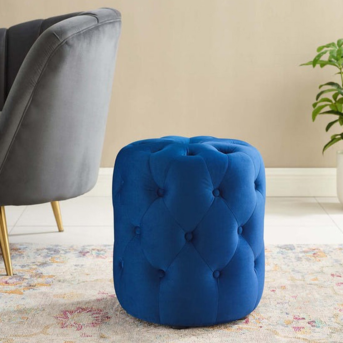 Amanda Pouffe in Navy Blue Colour