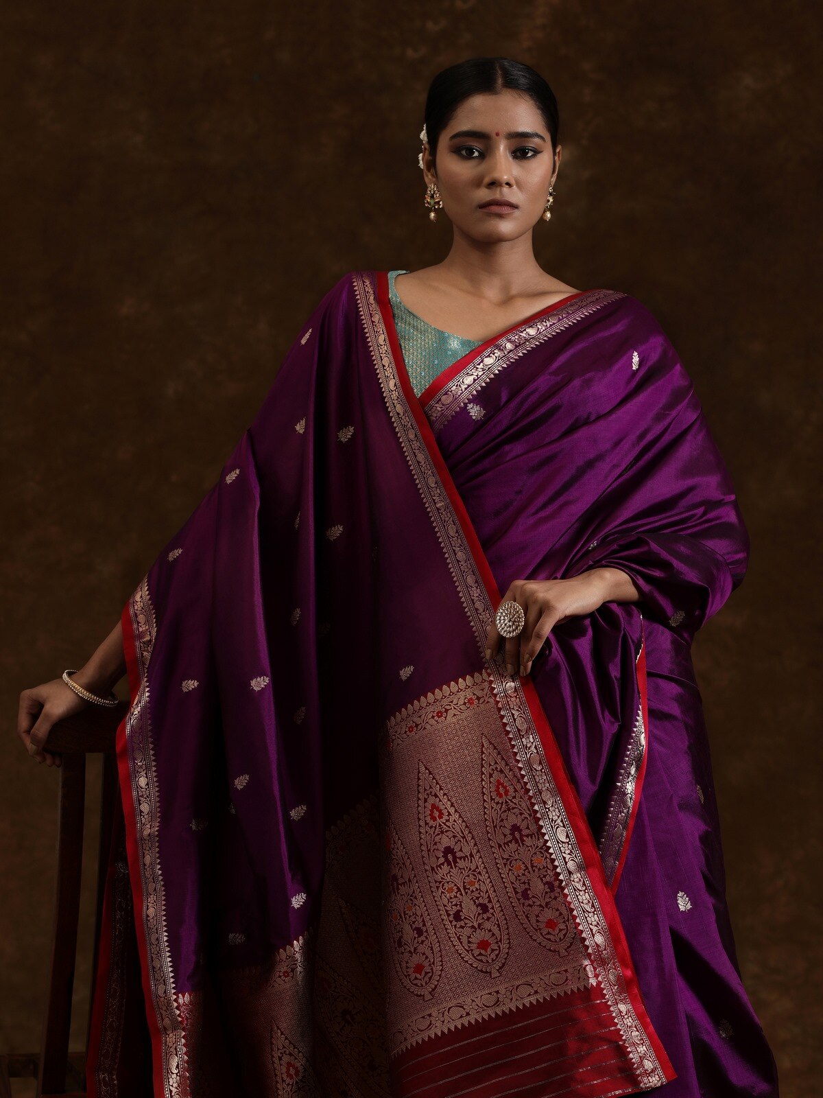 Purple Mulberry Katan Silk Banarasi Saree
