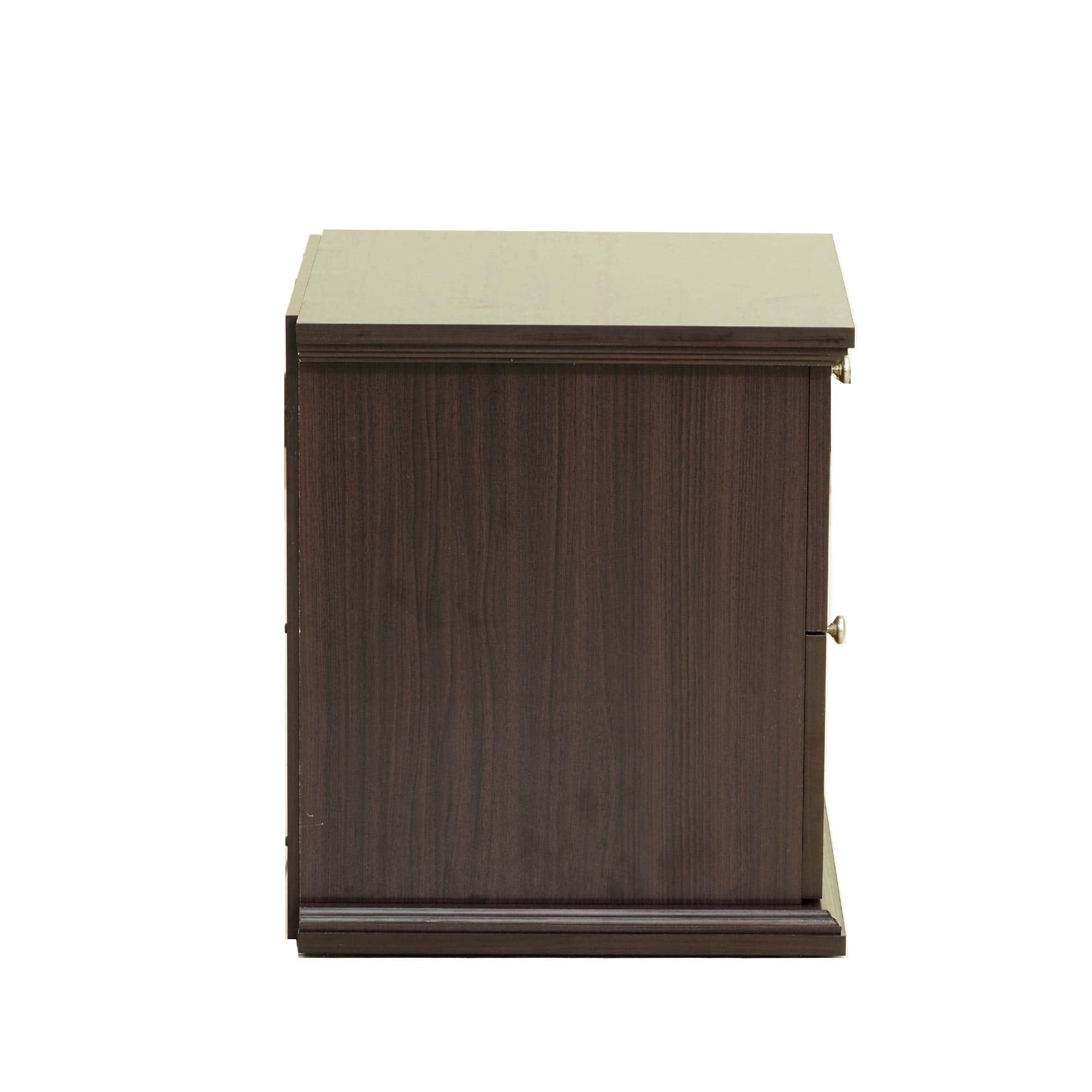 Taro Engineered Wood Bedside Table In Walnut Finish