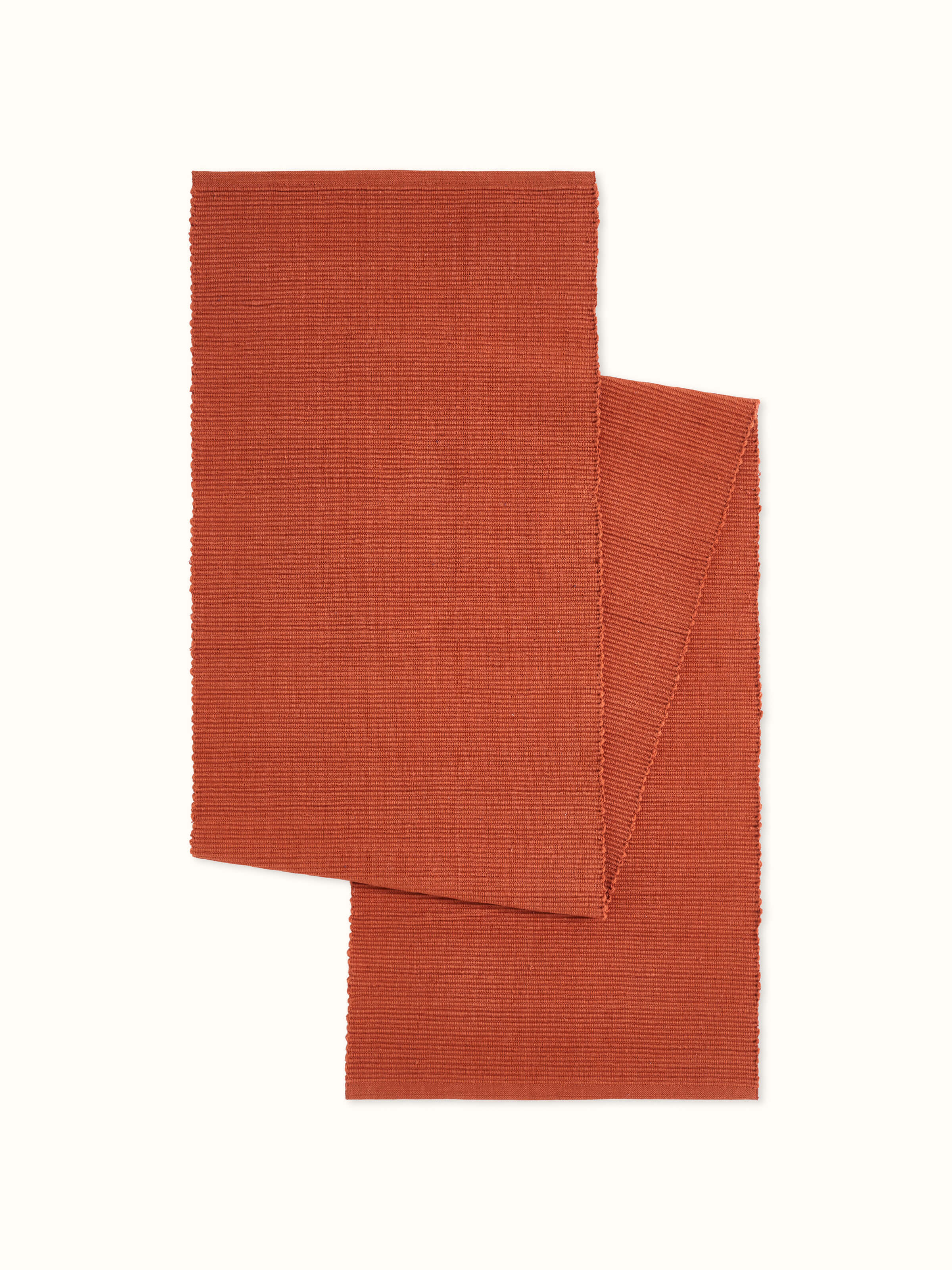 Front view showcasing the rich rust color and fine handloom cotton texture
