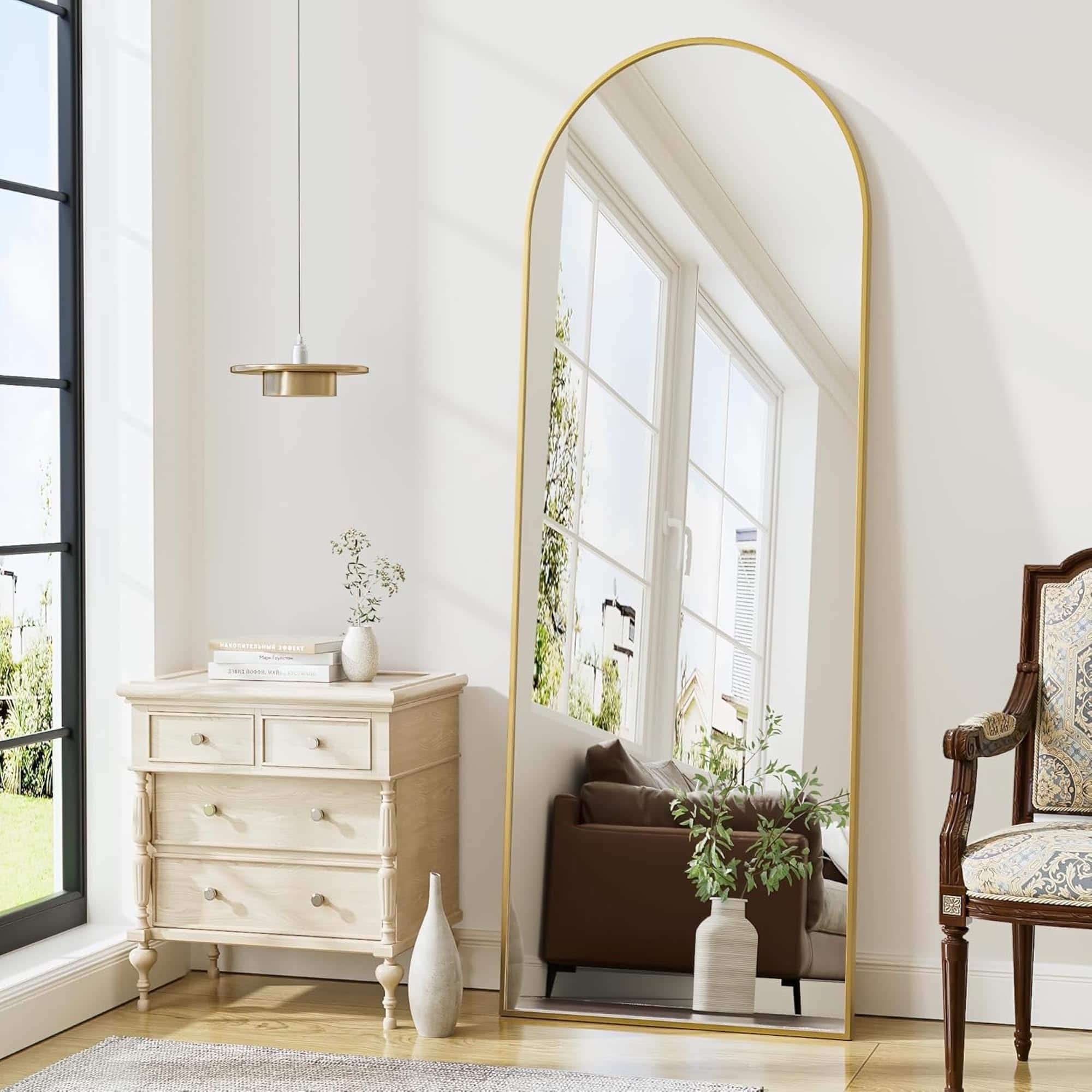 The Artment Vista Gold Arch Frame Unbreakable Floor Mirror For Home (160 X 50 CM)