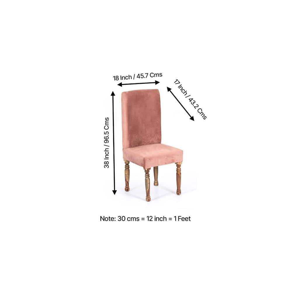 Rosslyn wood Accent Set of 2 Dining Chairs in Coral Pink Velvet Upholstery with TEAK FINISH