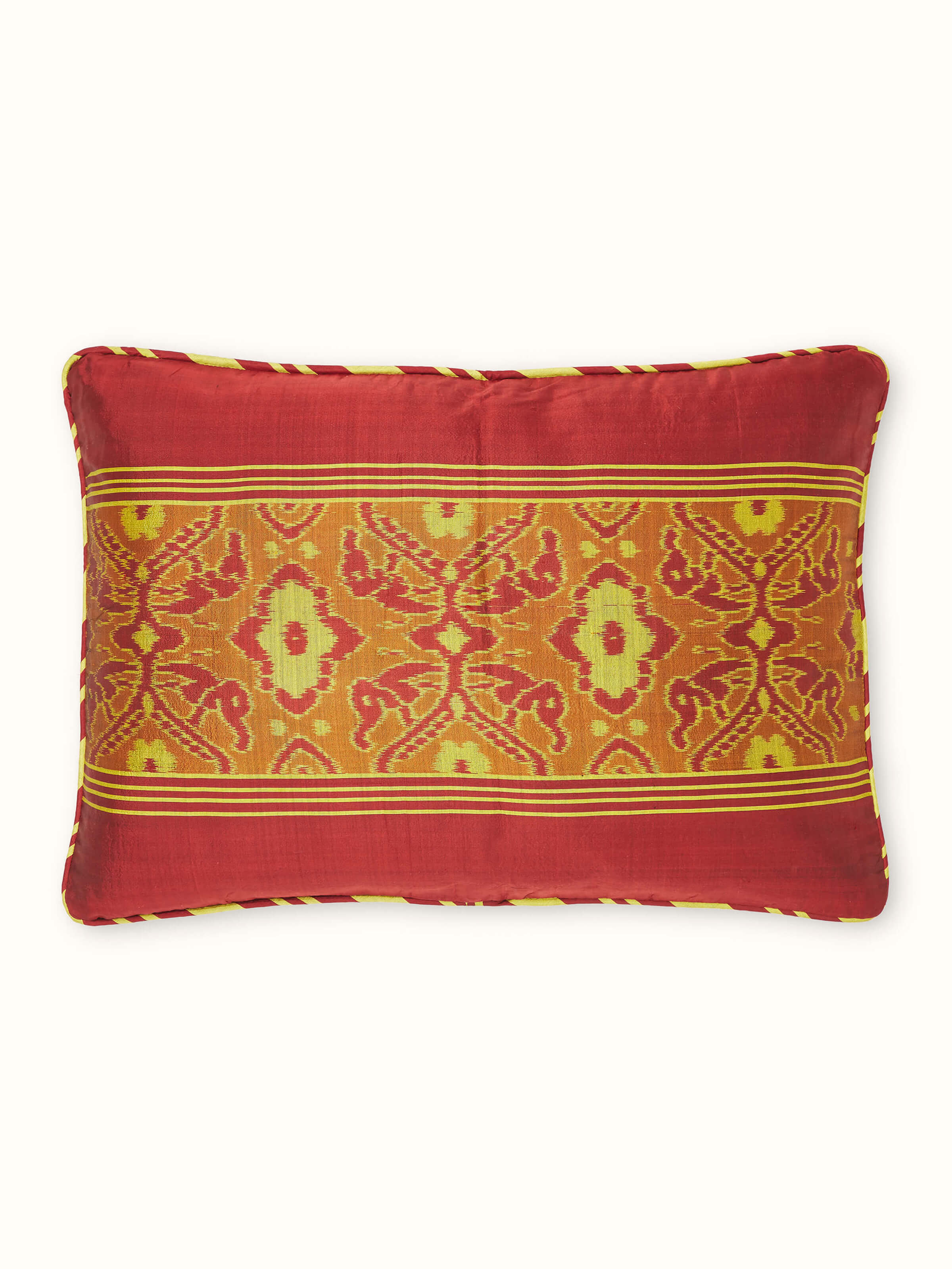 Bhoomi Red Stripe Silk Odisha Handloom Ikat Cushion Cover