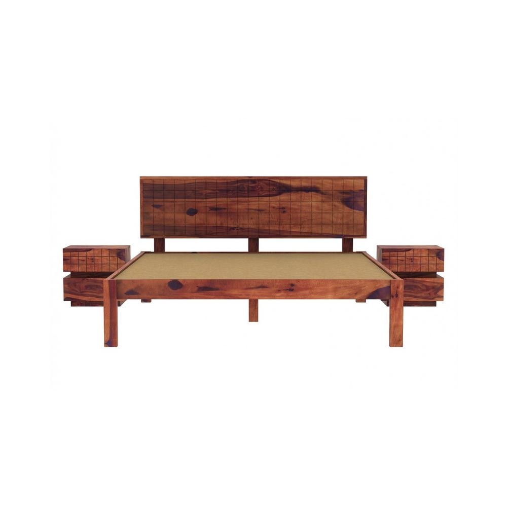 Esra Sheesham Wood Queen Size Bed Non Storage Provincial Teak Finish (60 x 78 inches)