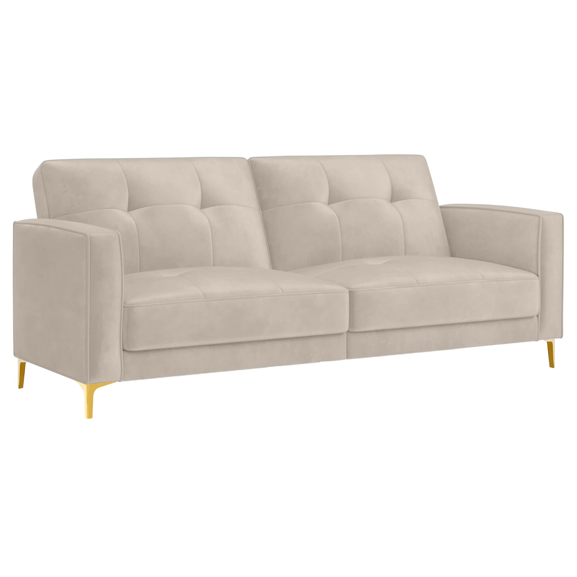 Novelle 3 Seater Velvet Sofa Cum Bed in Cream colour
