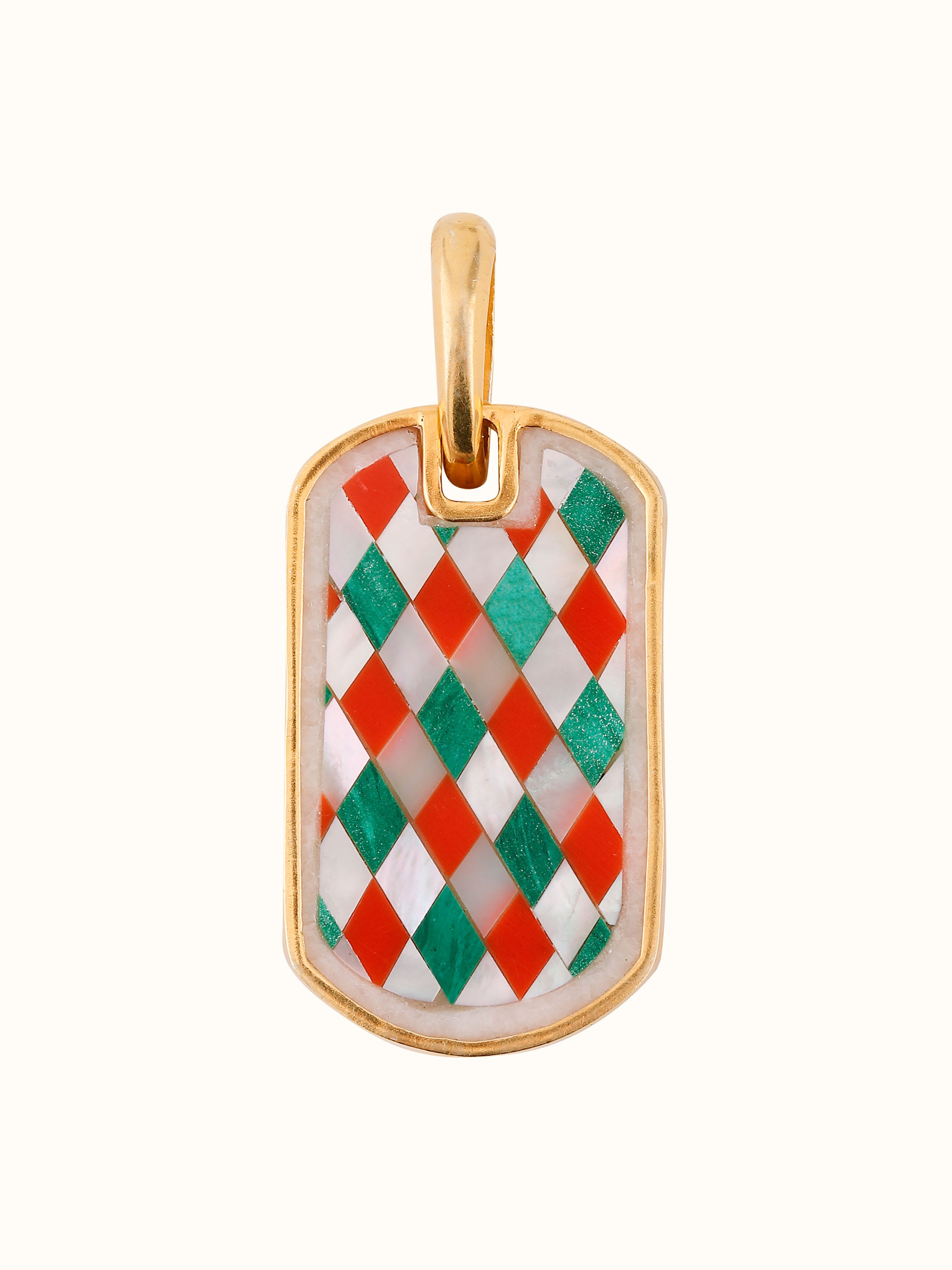 Front view of Parchinkari silver pendant showcasing intricate inlay and oxidized finish.