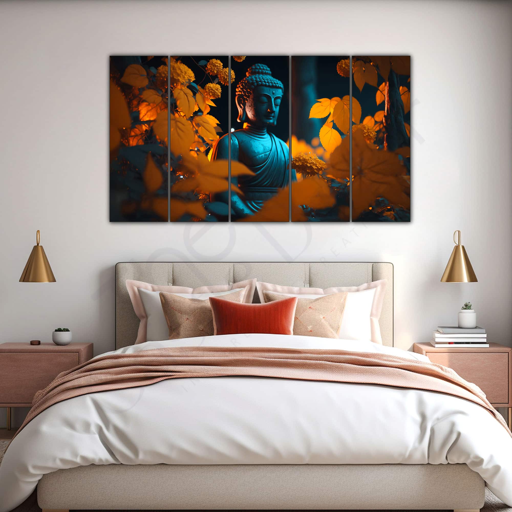 The Castle Decor Lord Buddha Meditation Wall Painting Wooden Framed 27x48 Inch (Style 19) - The Castle Decor