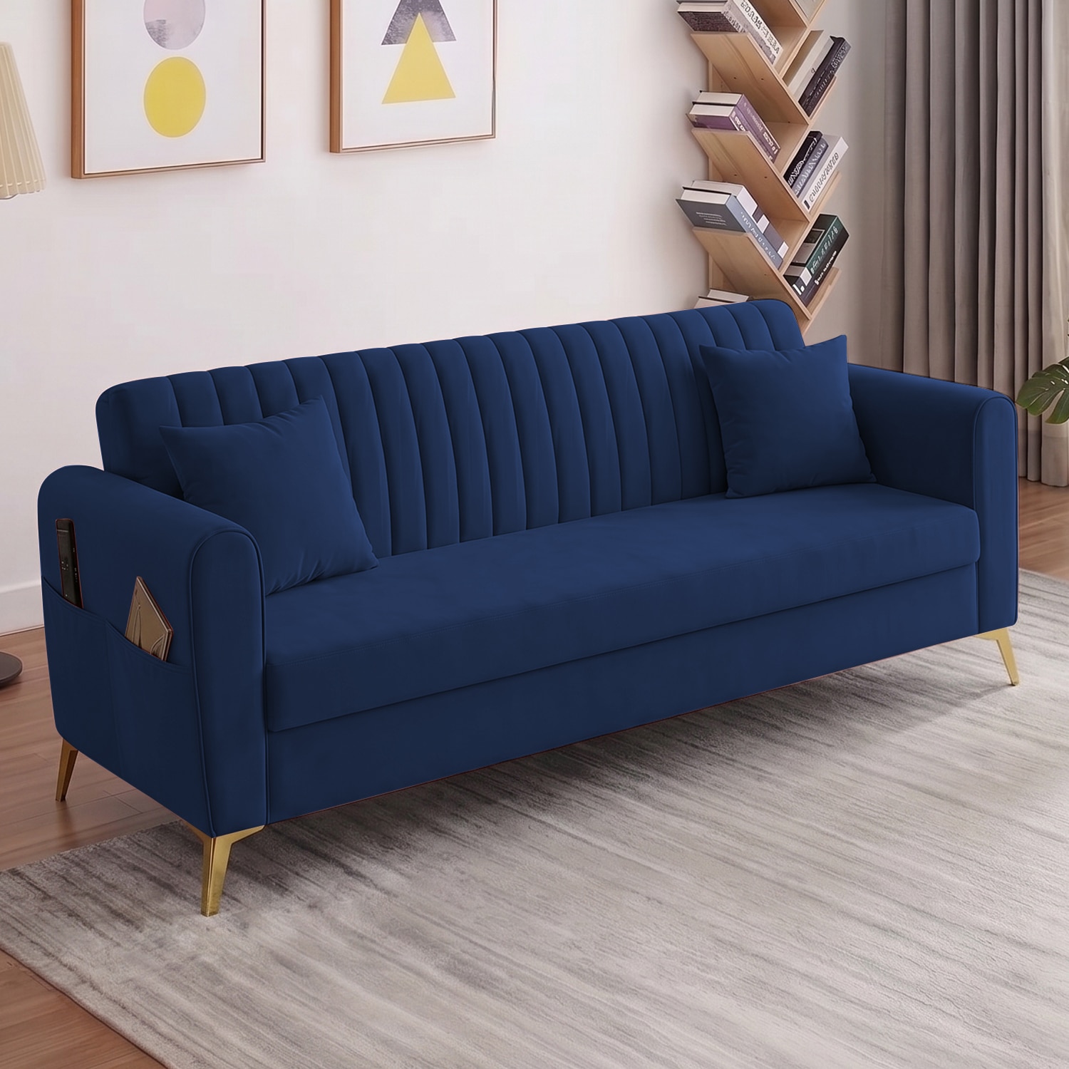 Daraco Velvet 3 Seater Sofa in Navy Blue Color - Home Lifestylez
