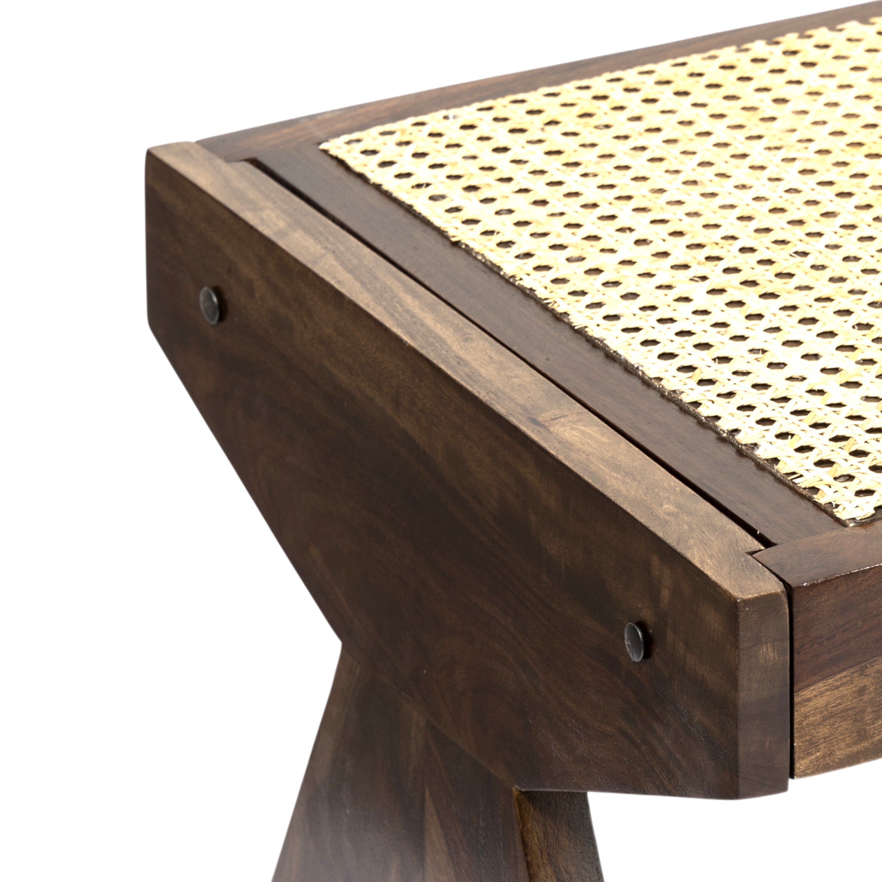 Rockport Sheesham Wood Mid Century 4 Seater Bench With