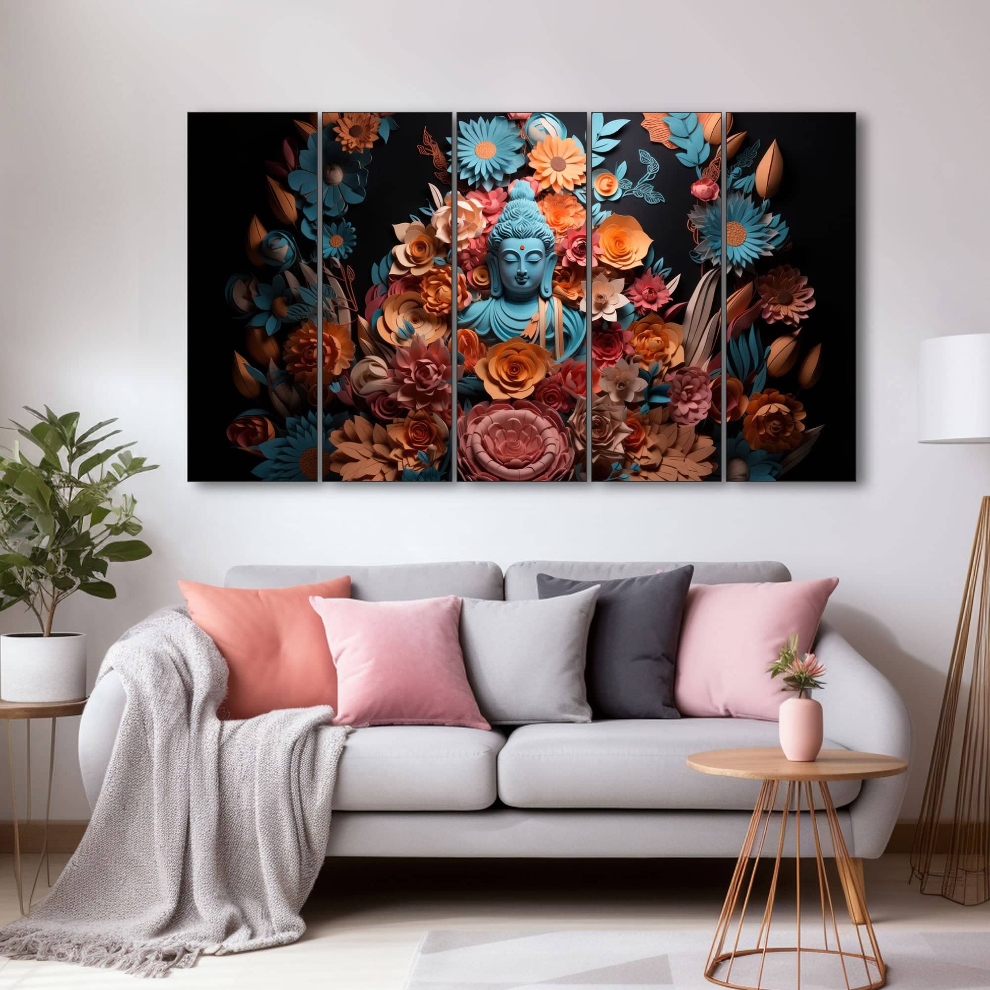 The Castle Decor Lord Buddha Meditation Wall Painting Wooden Framed 27x48 Inch (Style 17) - The Castle Decor