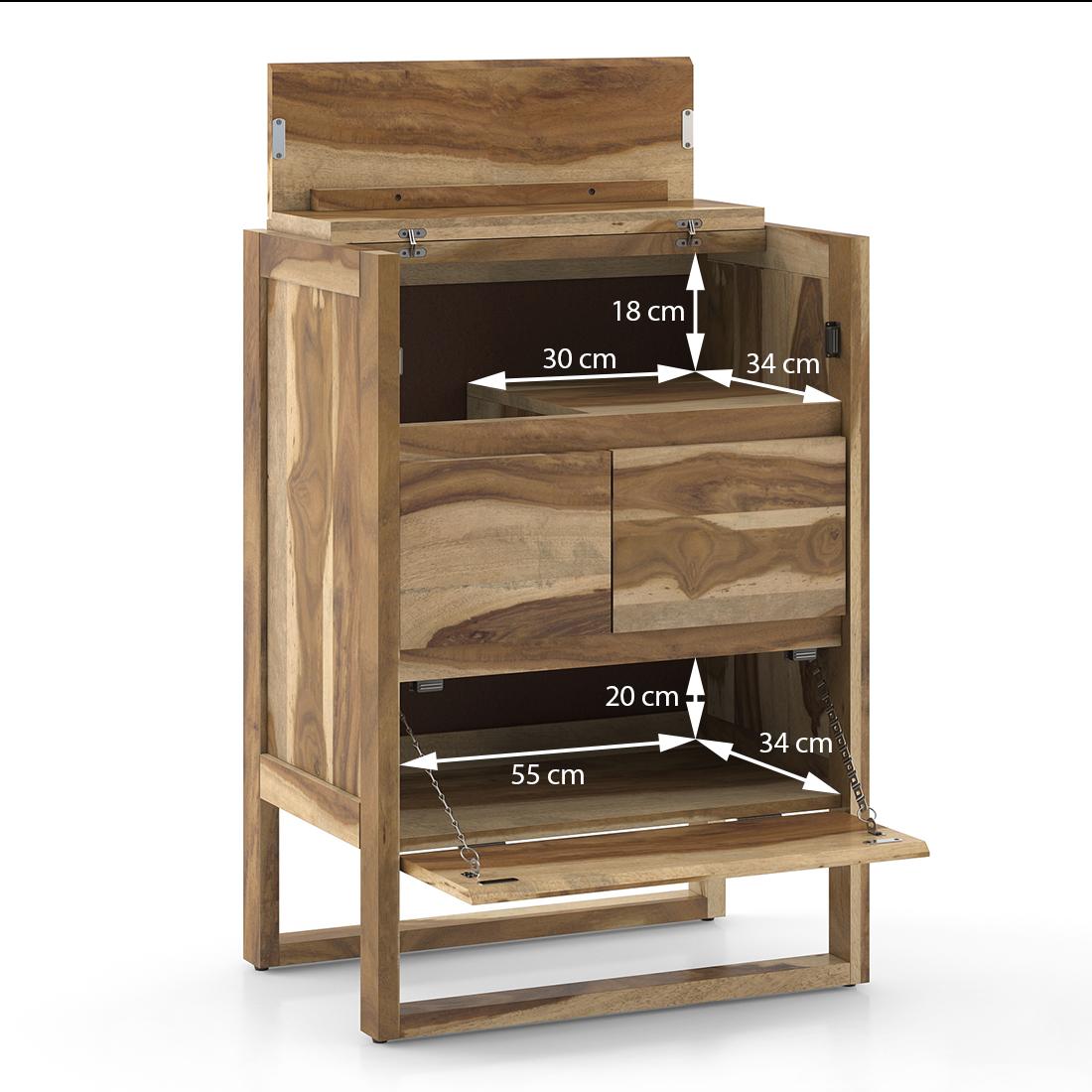 Macallan Solid Wood Bar Cabinet in Honey Oak Finish