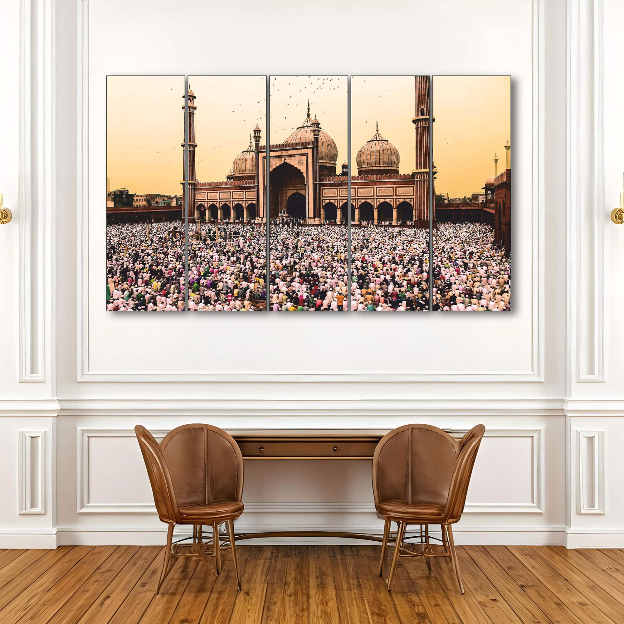 The Castle Decor Ramadan Jama Masjid Wall Art Set of 5 27x48 Inch - The Castle Decor