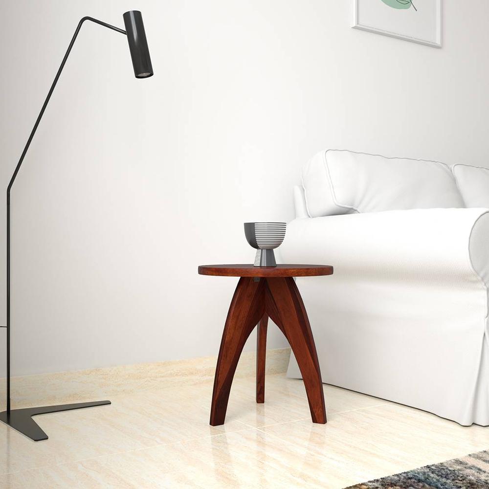Kayseri Solid Wood Side Table in  Honey Oak Finish