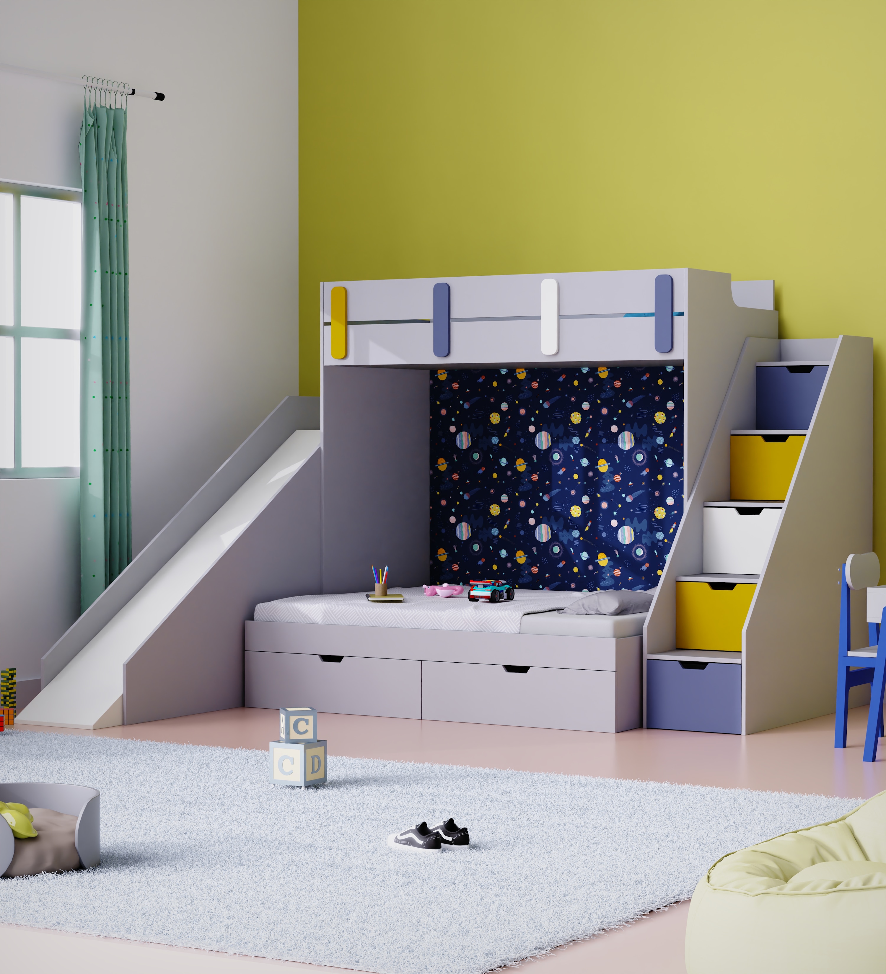 Sleep N SlideBunk Bed 6X5 Drawers On Wheels In Grey Colour59