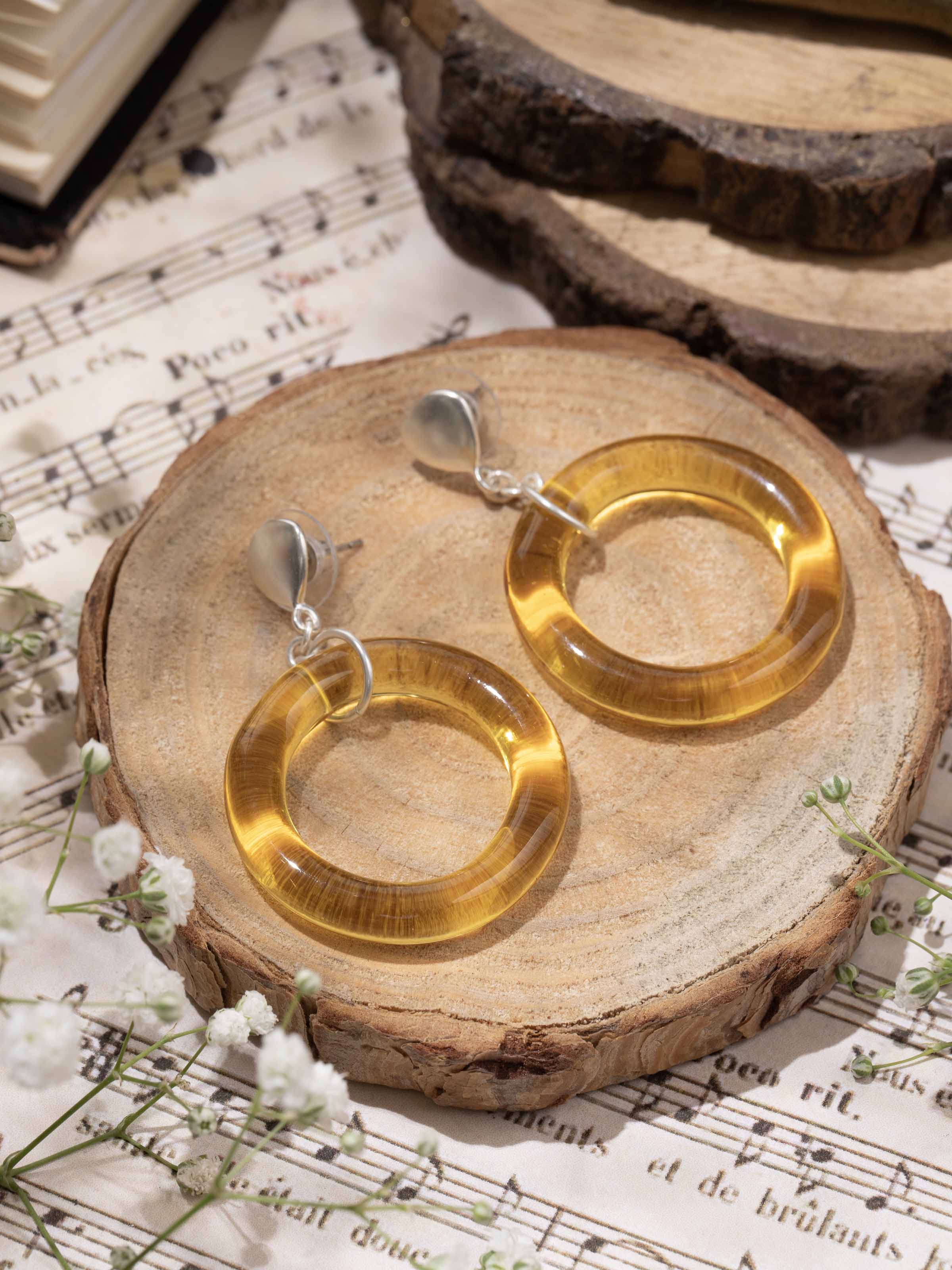 Silver Flame Glass Drop Earrings