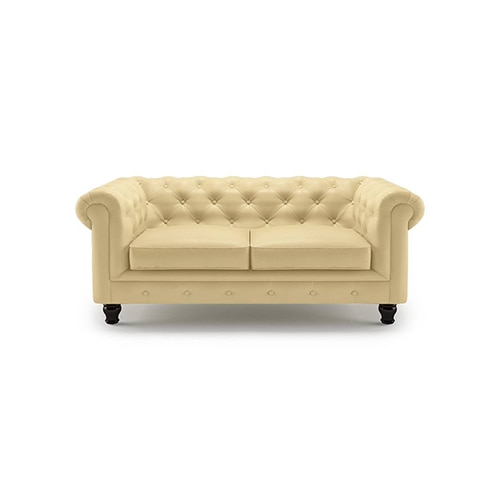 Winchester 2 Seater Half Leather Sofa in Cream Colour
