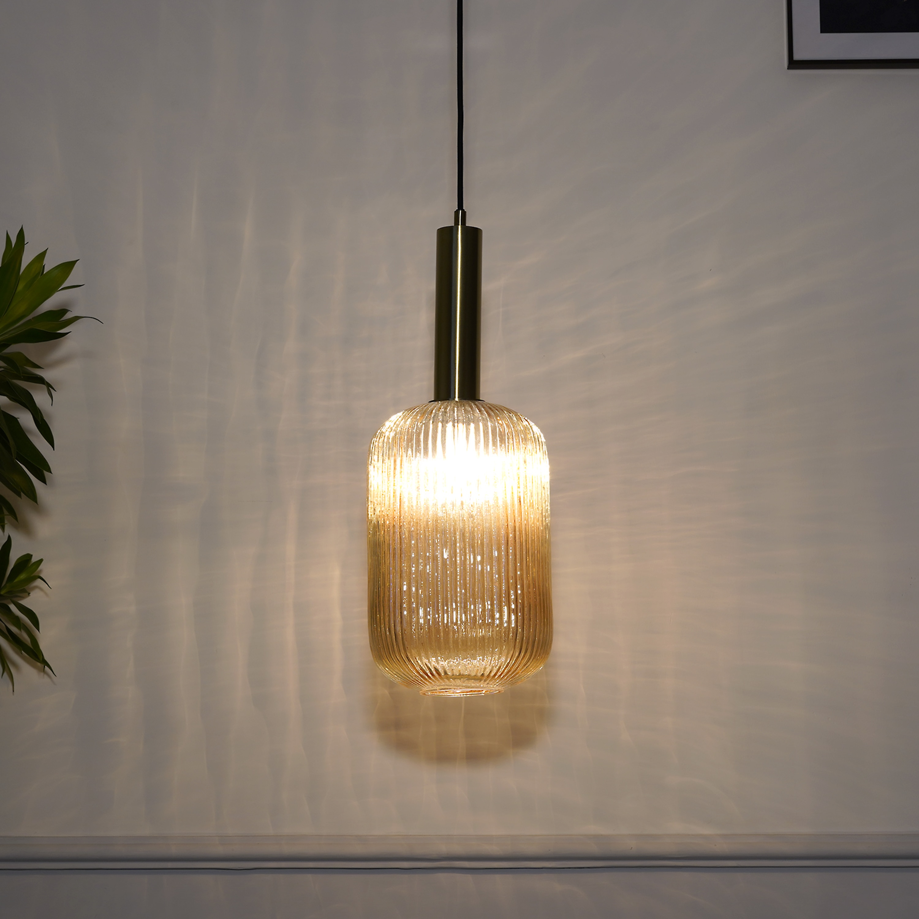 Maloto Amber Luster and Brass Hanging Light