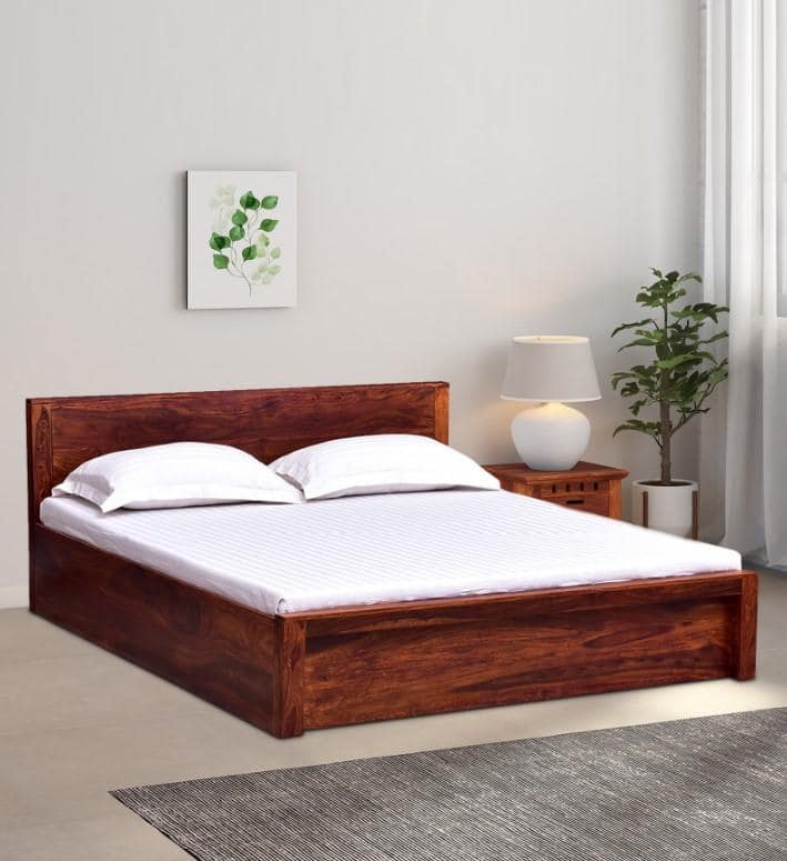 Monaco Solid Wood King Box Storage Bed In Honey Oak Finish