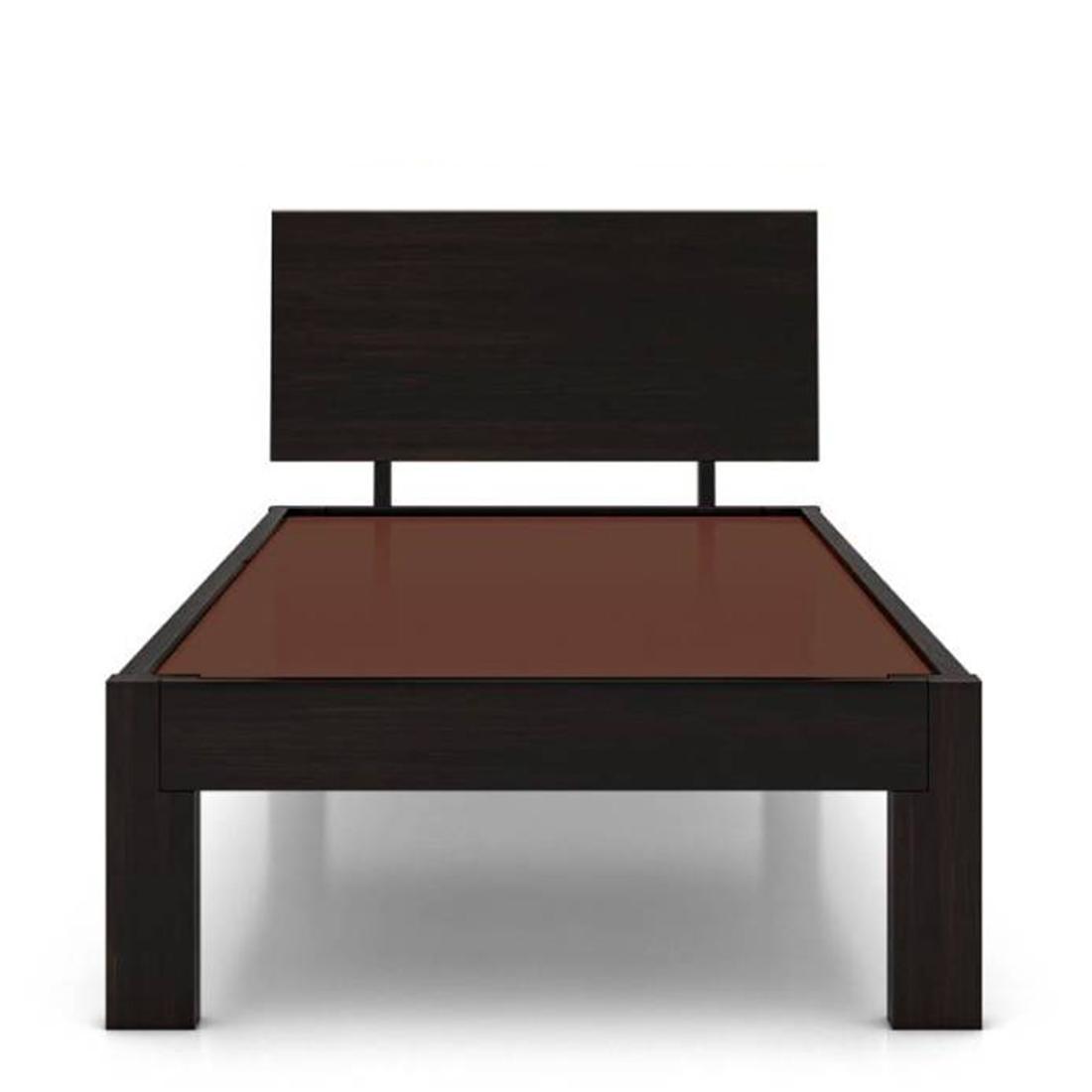 Boston Solid Wood Single Size Bed In Mahogany Finish