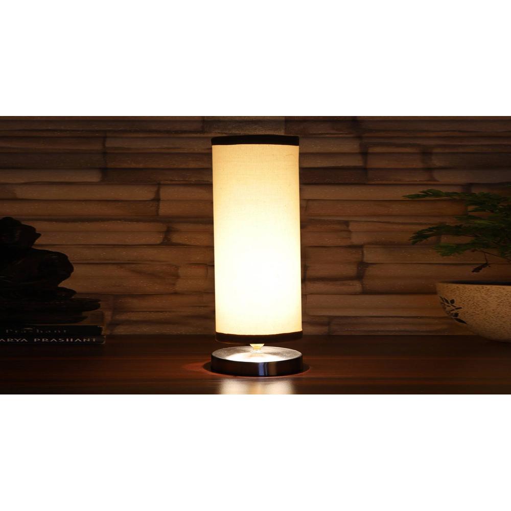 white & black cotton table lamp with Steel Base -7