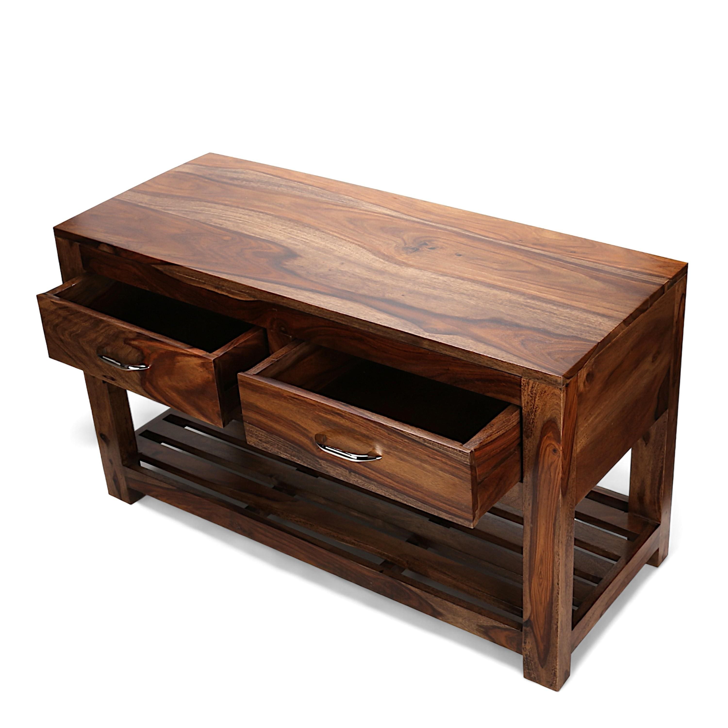 Elder Sheesham Wood Console Table in Teak Finish