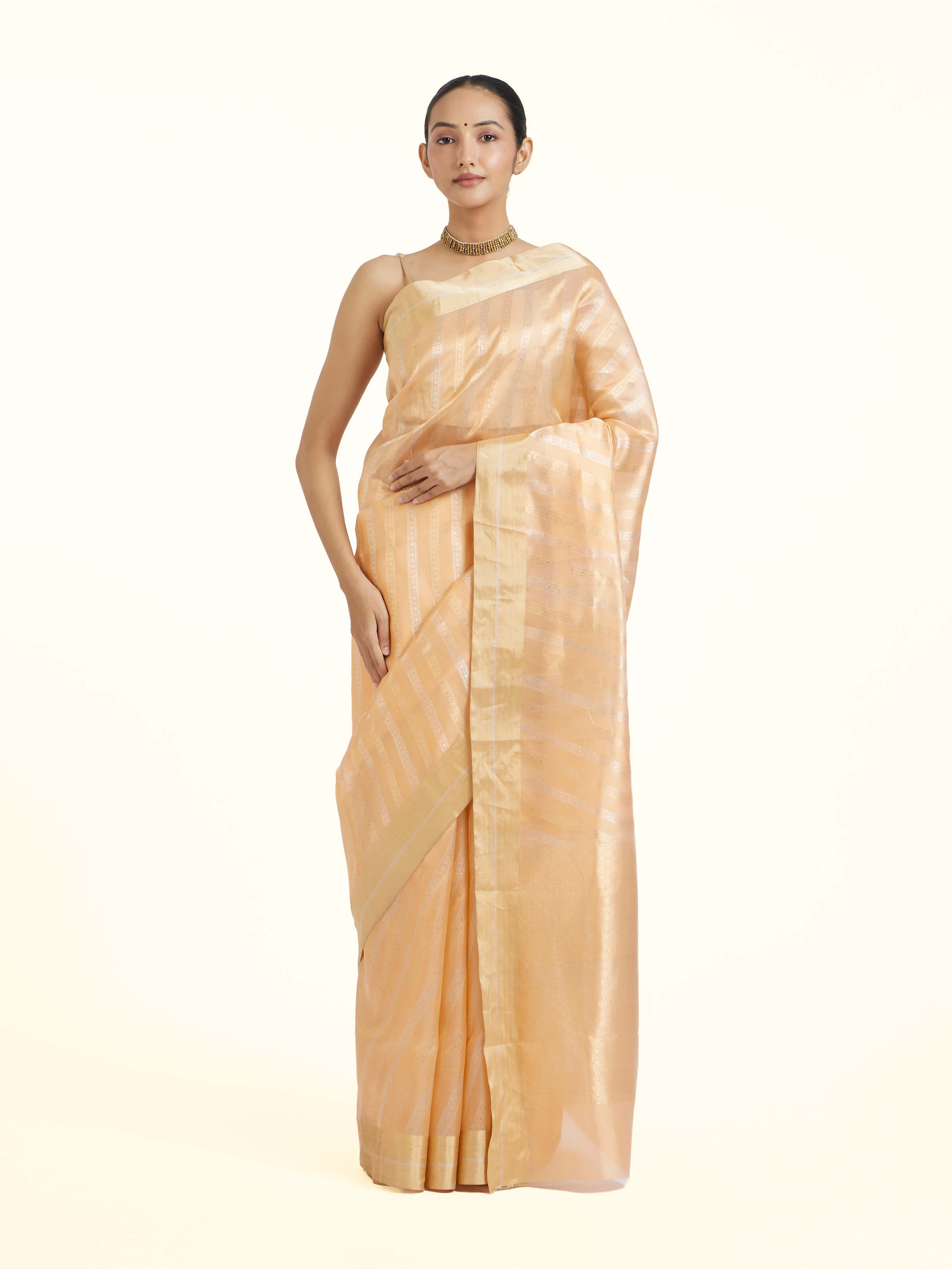 Peach Chanderi Jal Saree