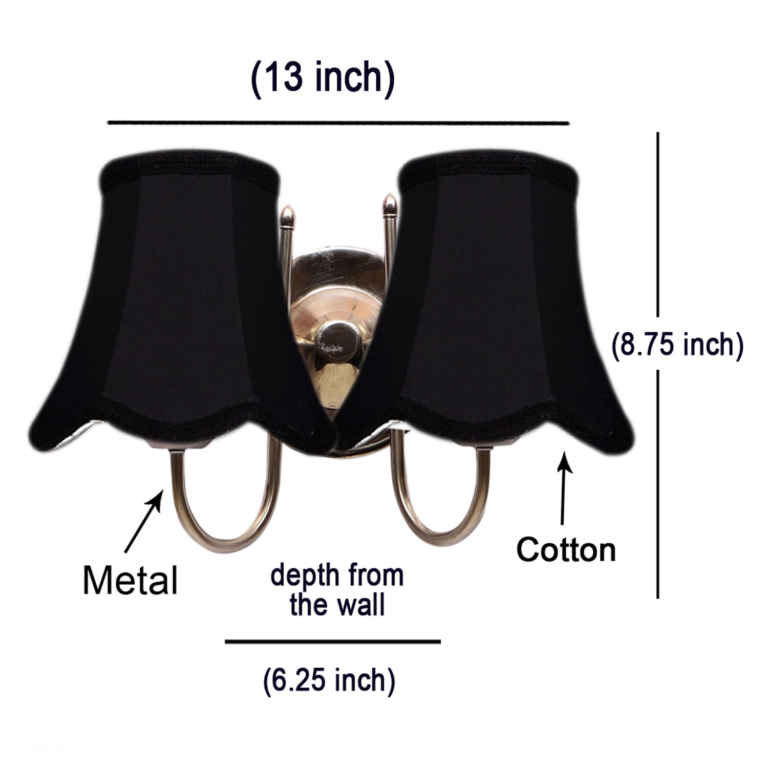 Devansh Dual Steel Metal  Wallmounted Lamp With Cotton Steel Metal  Shade