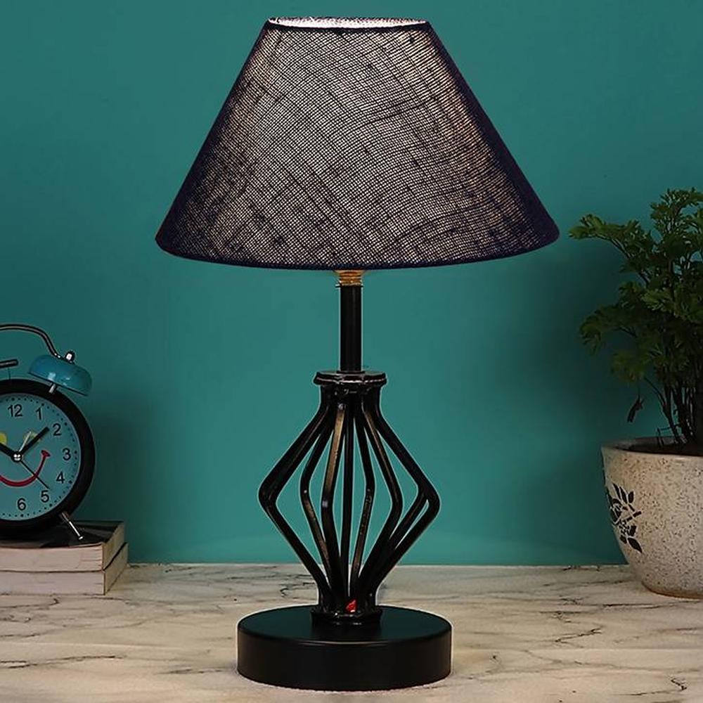 Kate Blue Jute Table lamp with Iron Base - Devansh
