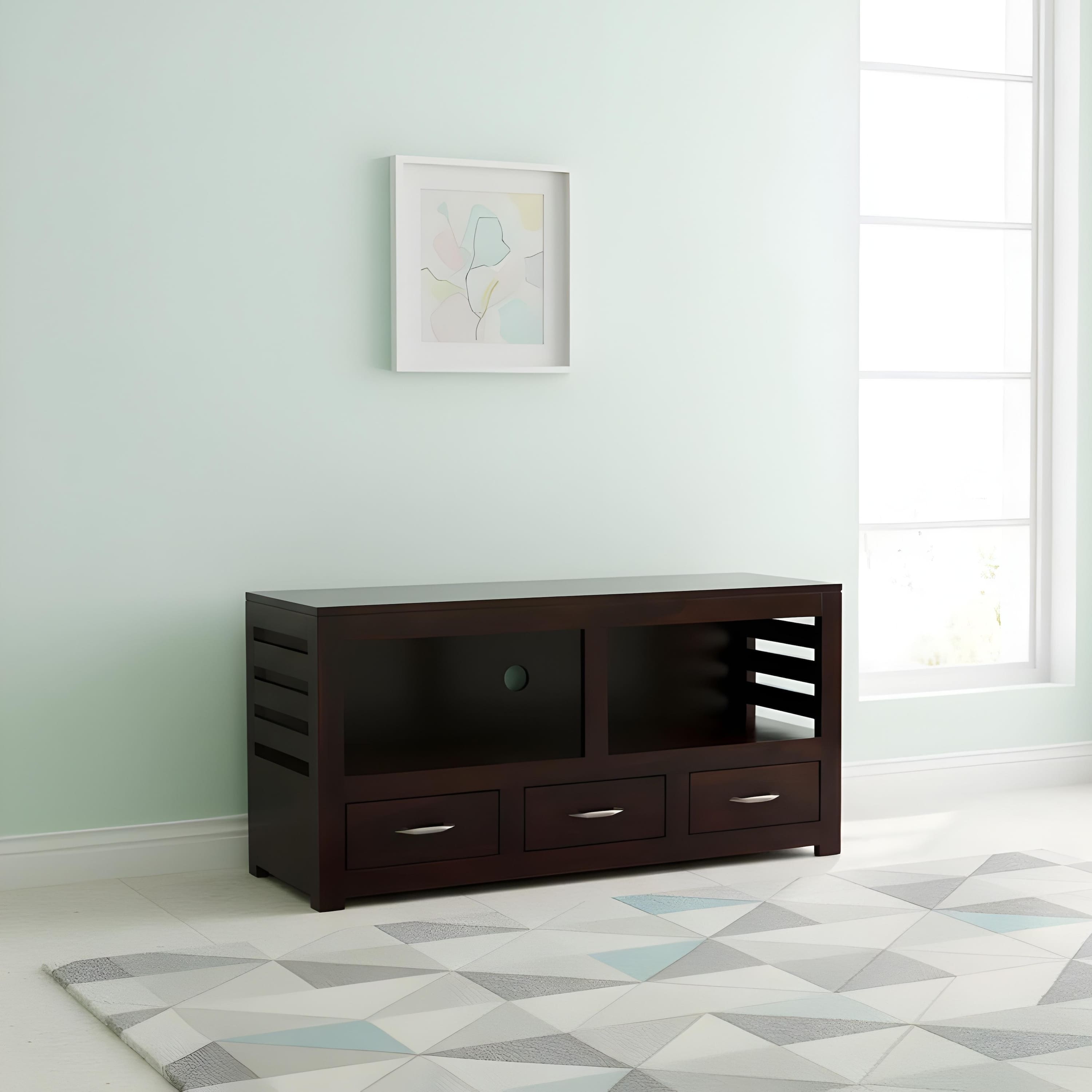 Allen Sheesham Wood Console Table in Dark Walnut Finish