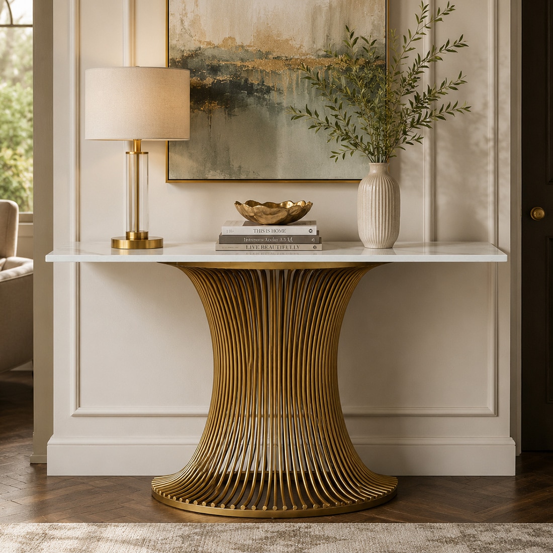 Metalian Metal Console Table in Gold Colour