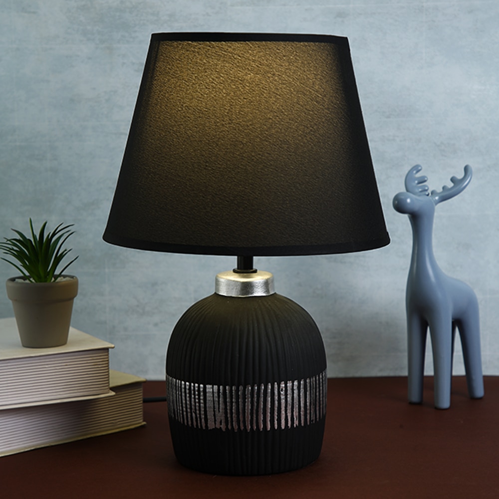 Linear Pattern Artisan Table Lamp Black Base