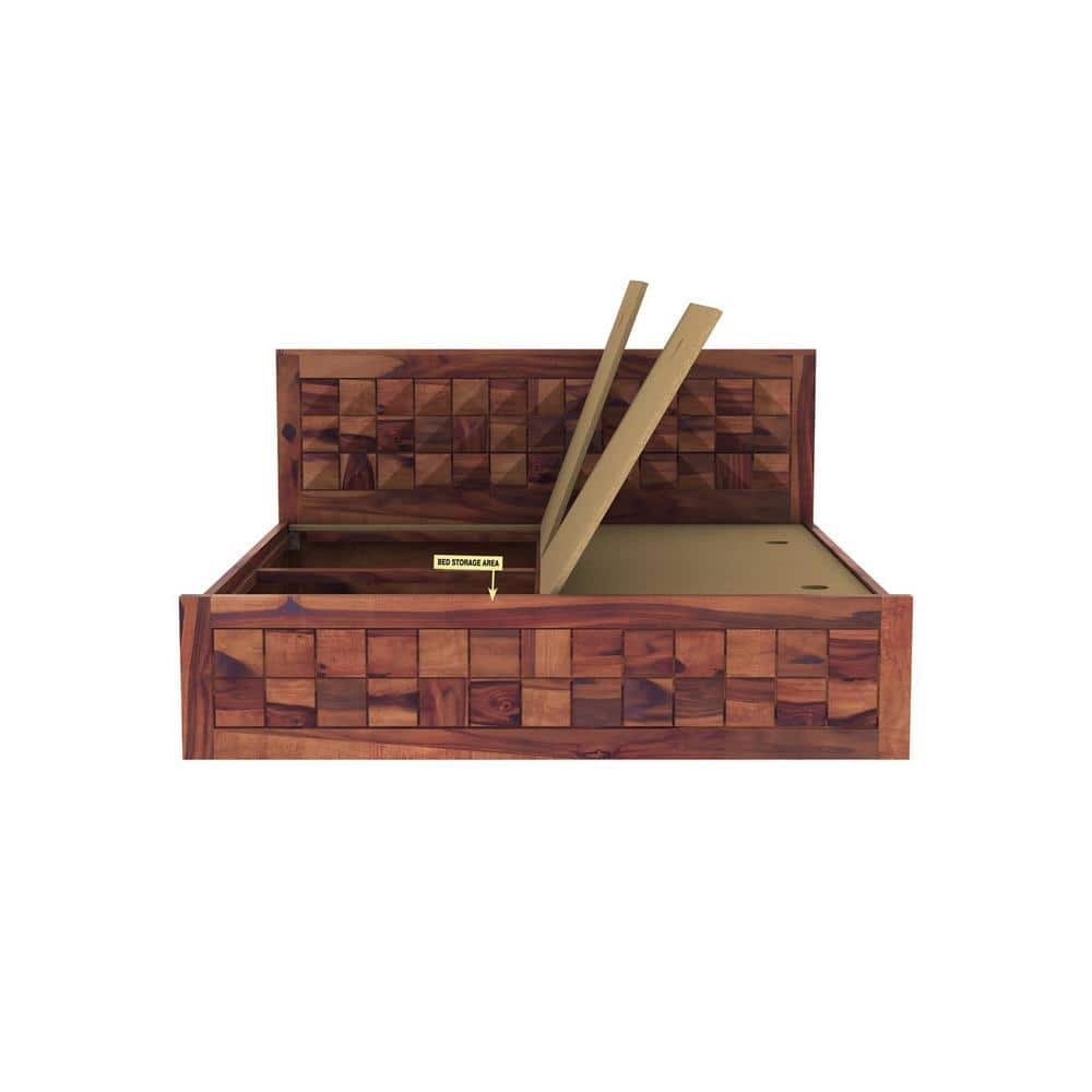 Brilliant Sheesham Wood King Size Bed Box Storage  Storage Provincial Provincial Teak  Finish (72 x 78 inches)